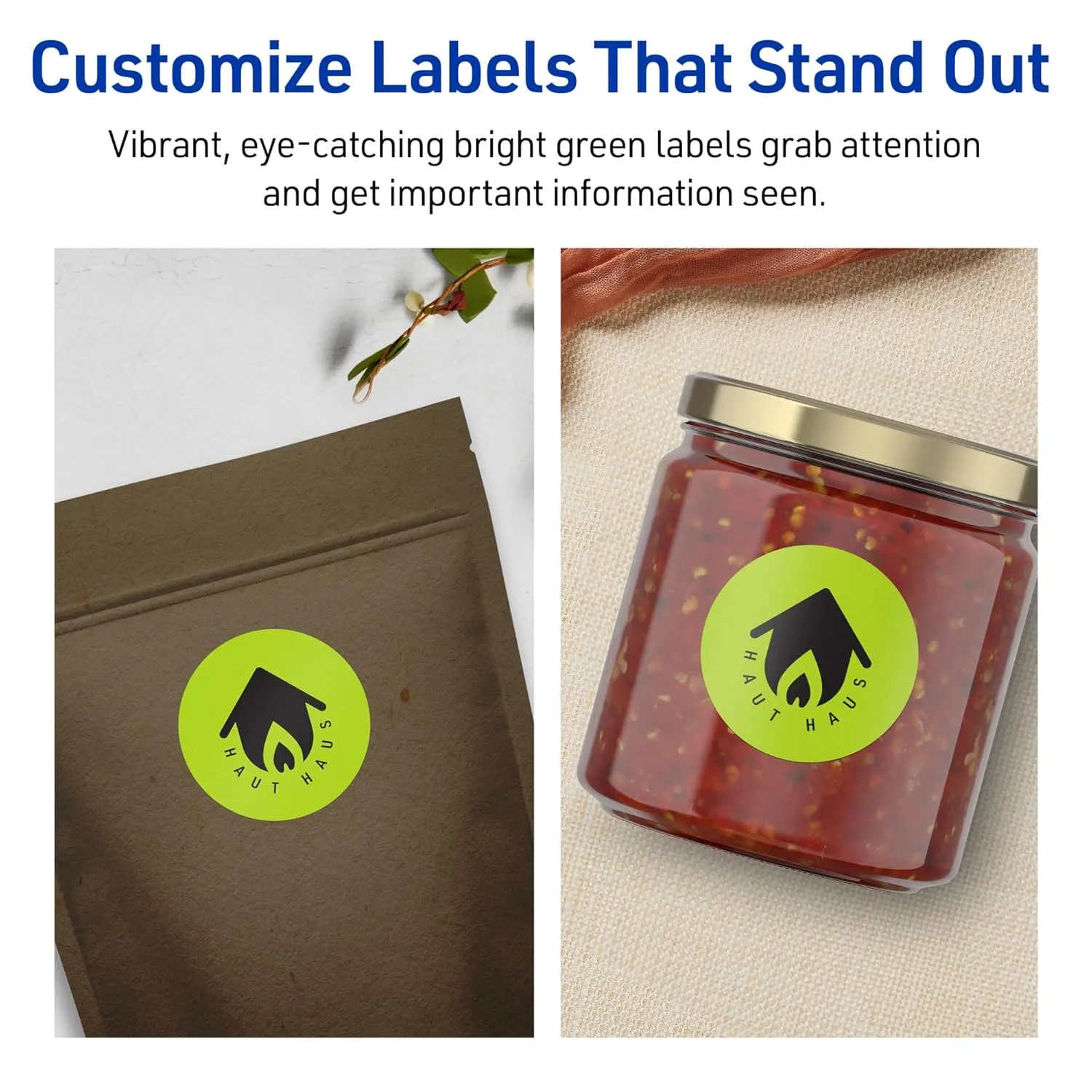 Avery Printable Round Labels, Sure Feed Technology, 1-5/8" Diameter, Bright Green Labels, Print-to-The-Edge