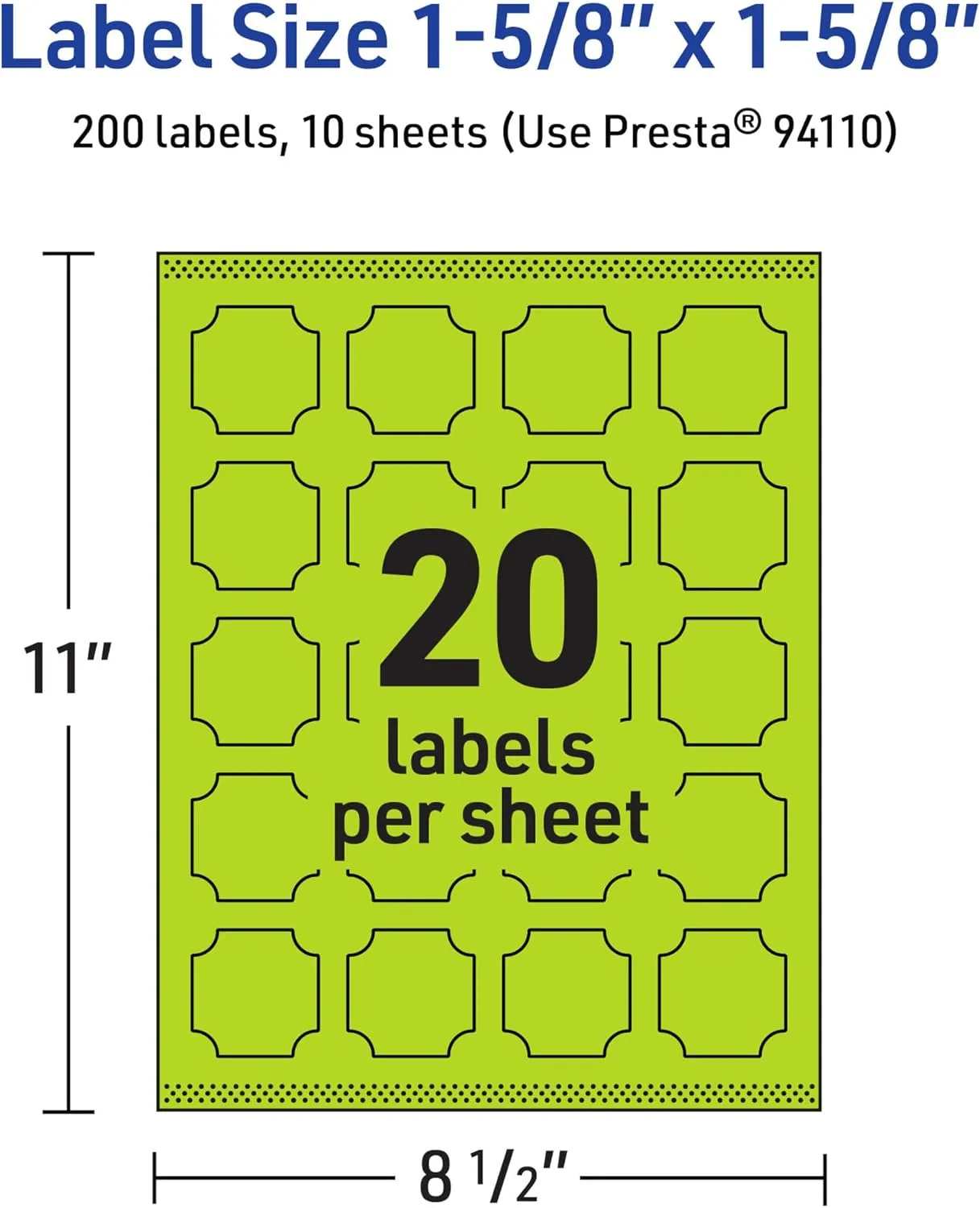 AVERY Printable Square Scalloped Labels, Sure Feed Technology