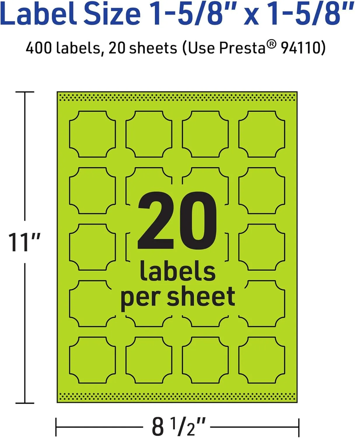 AVERY Printable Square Scalloped Labels, Sure Feed Technology