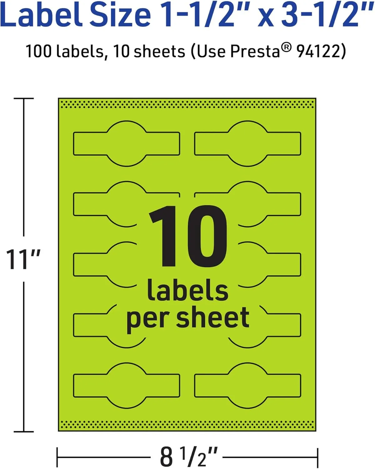 Avery Printable Wraparound Band Labels, Sure Feed Technology, 1.5" x 3.5", Bright Green, Cigar Band Labels