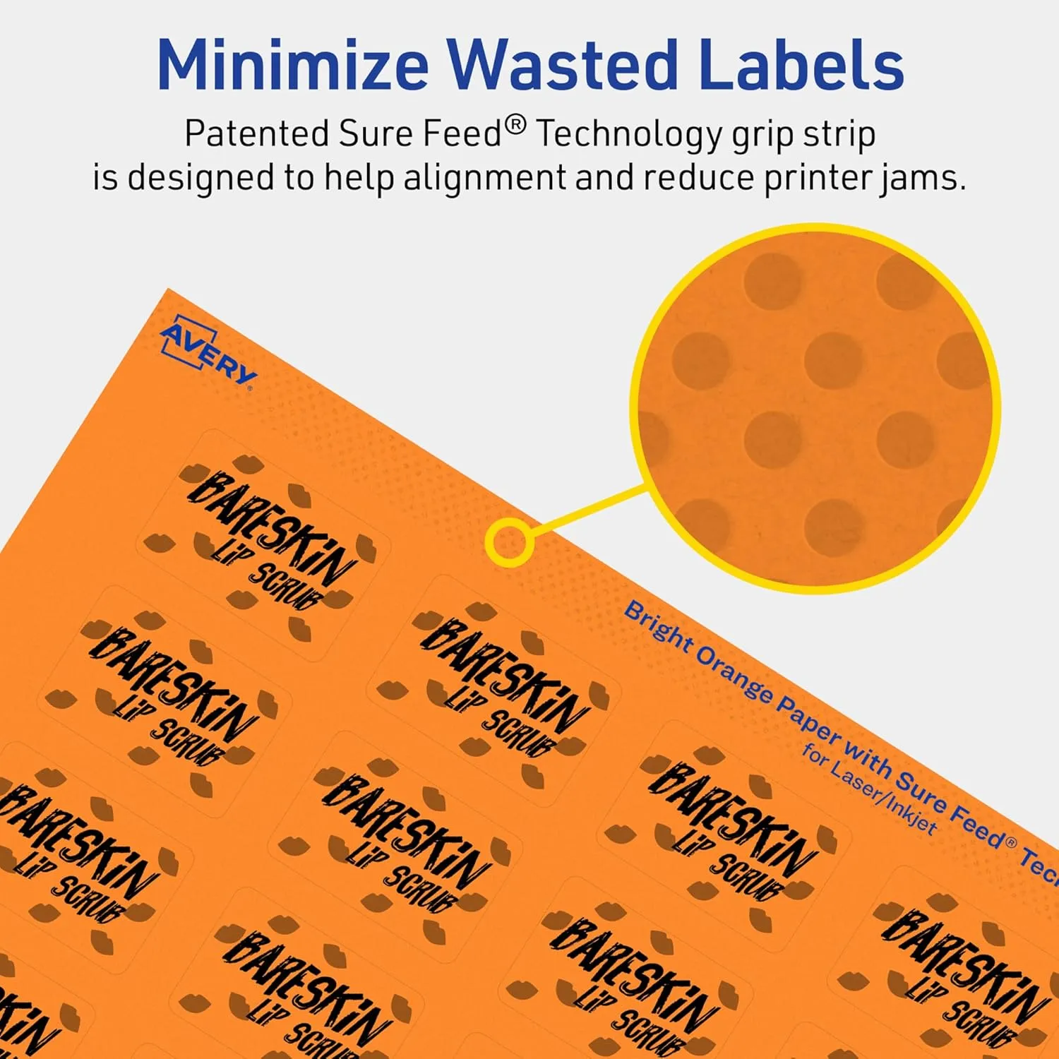 Avery Printable Rectangle Labels, Sure Feed Technology, 1 x 1-1/2, Bright Orange, Print-to-The-Edge, Laser/Inkjet