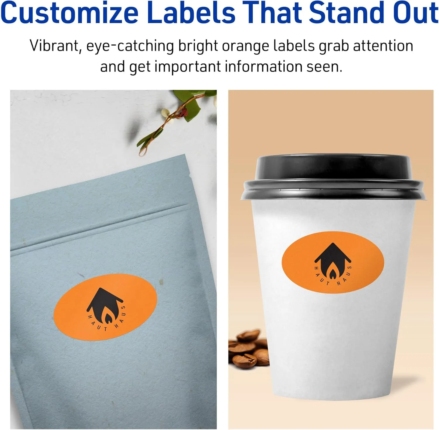 AVERY Printable Oval Labels, Sure Feed Technology, 1" x 2", Bright Orange, Print-to-The-Edge, Laser/Inkjet Printable