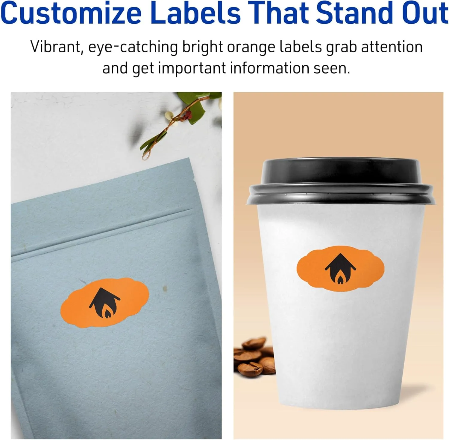 Avery Printable Oval Scalloped Labels, Sure Feed Technology, 1-1/8" x 2-1/4", Bright Orange, Print-to-The-Edge