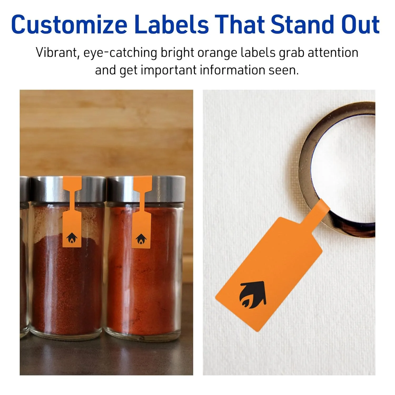 Avery Printable Barbell Labels, Sure Feed Technology, 1/2" x 2-1/2", Bright Orange Labels, Laser/Inkjet Printable, 450 Total
