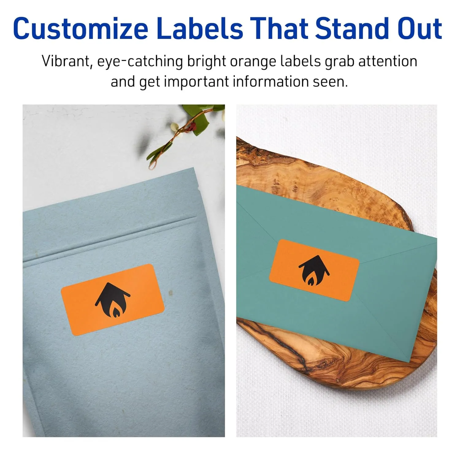 Avery Bright Orange Rectangle Labels, 1-13/16" x 2-3/16", Sure Feed Technology