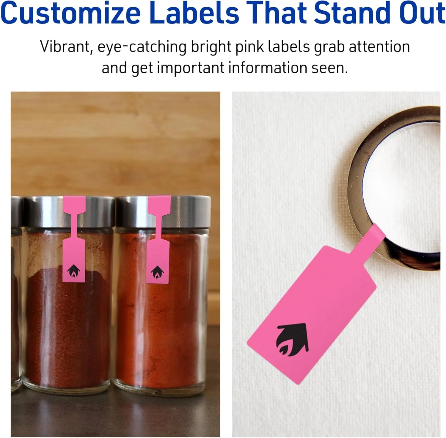 AVERY Printable Barbell Labels, Sure Feed Technology, 1/2" x 2-1/2", Bright Pink