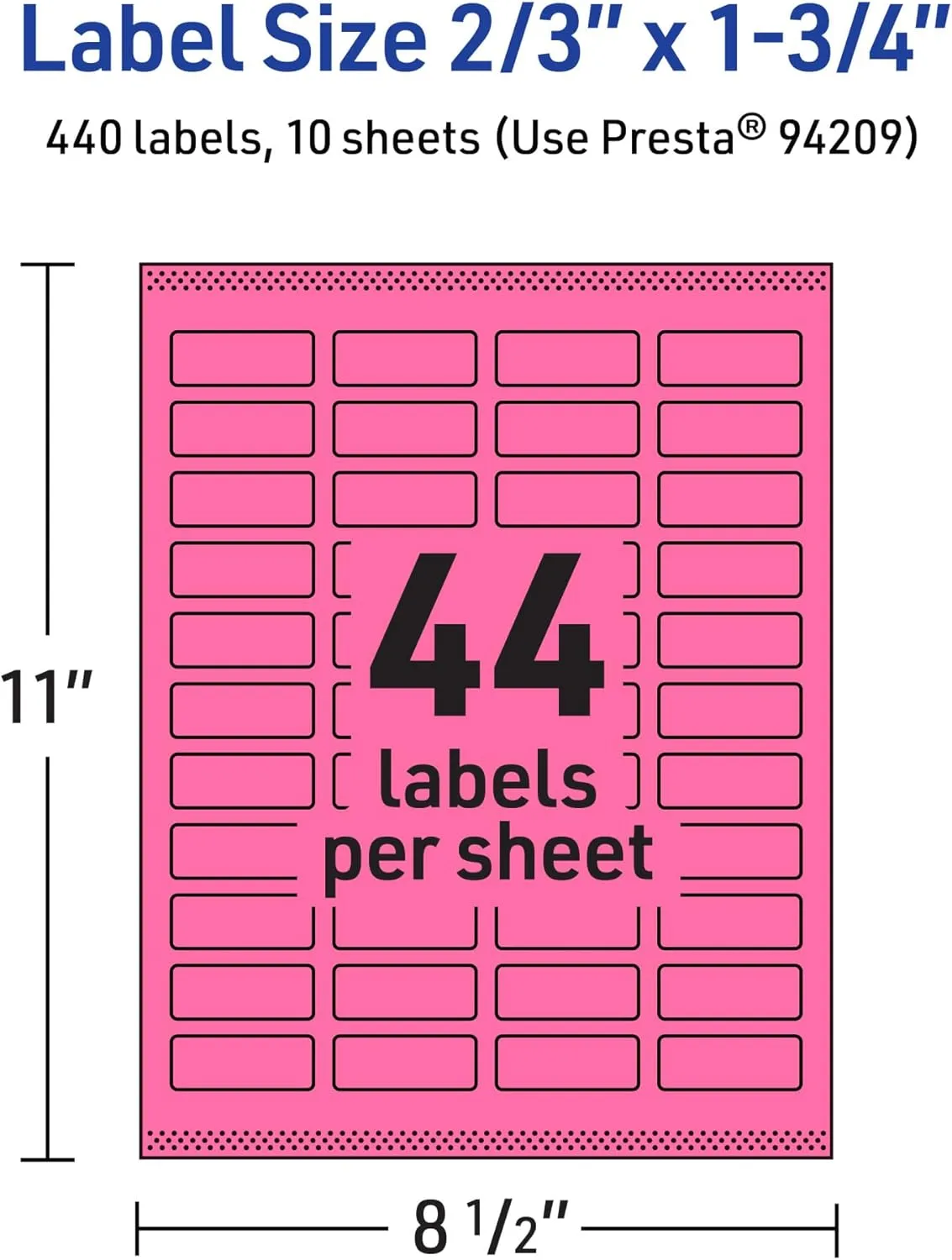 Avery Printable Rectangle Labels, Sure Feed Technology, 2/3" x 1-3/4", Bright Pink, Print-to-The-Edge, Laser/Inkjet Printable