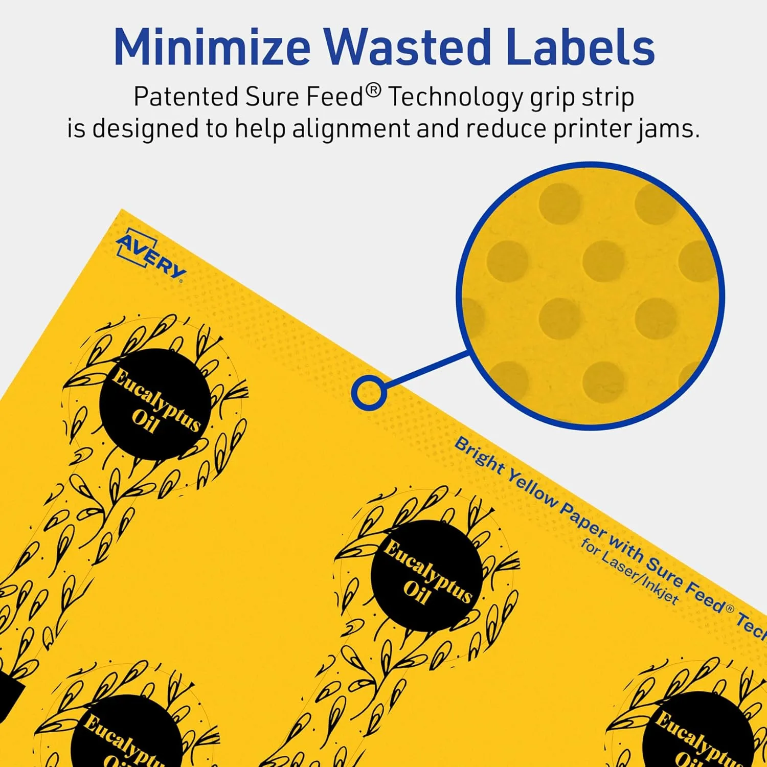 Avery Printable Lollipop Labels with Sure Feed Technology, 1.5" x 4", Bright Yellow