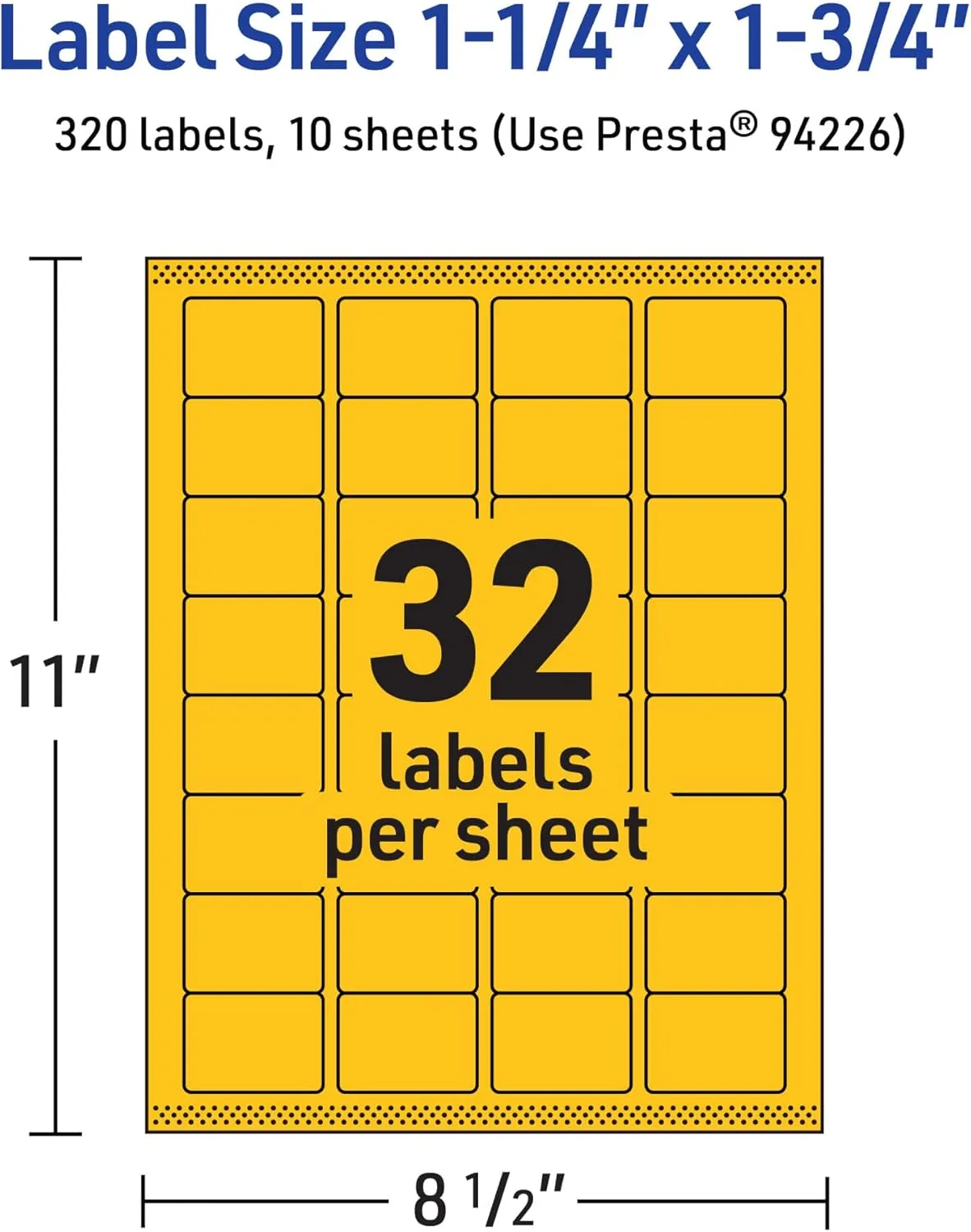 Avery Printable Rectangle Labels, Sure Feed Technology, 1.25" x 1.75", Bright Yellow