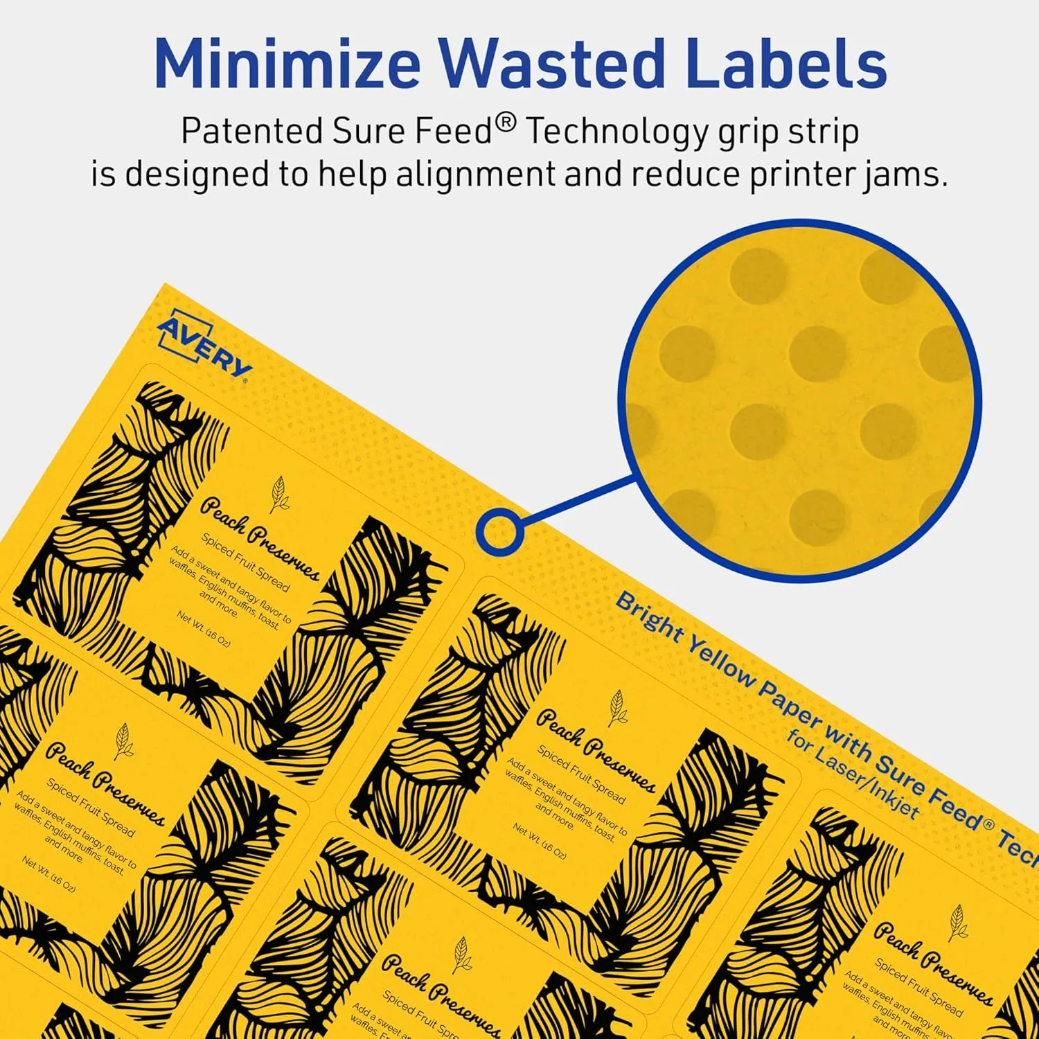 AVERY Printable Rectangle Labels, Sure Feed Technology, 2" x 2-5/8", Bright Yellow