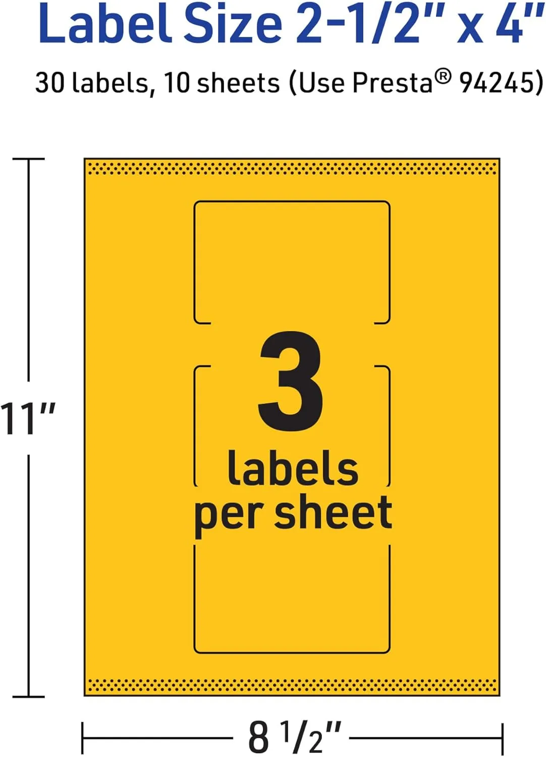 Avery Printable Rectangle Labels, Sure Feed Technology, 2-1/2" x 4", Bright Yellow Labels, Print-to-The-Edge