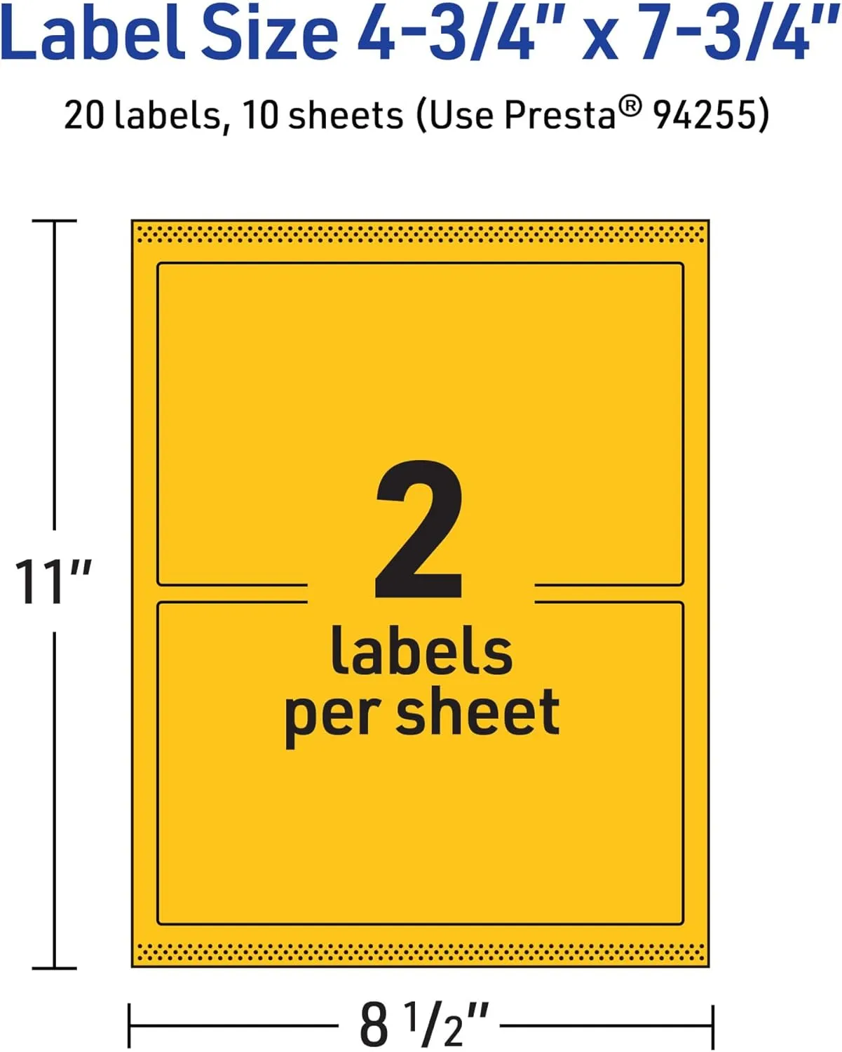 Avery Print-To-The-Edge Labels With Sure Feed Technology And Easy Peel, 94255-BYP10, Rectangle, 4-3/4in x 7-3/4in