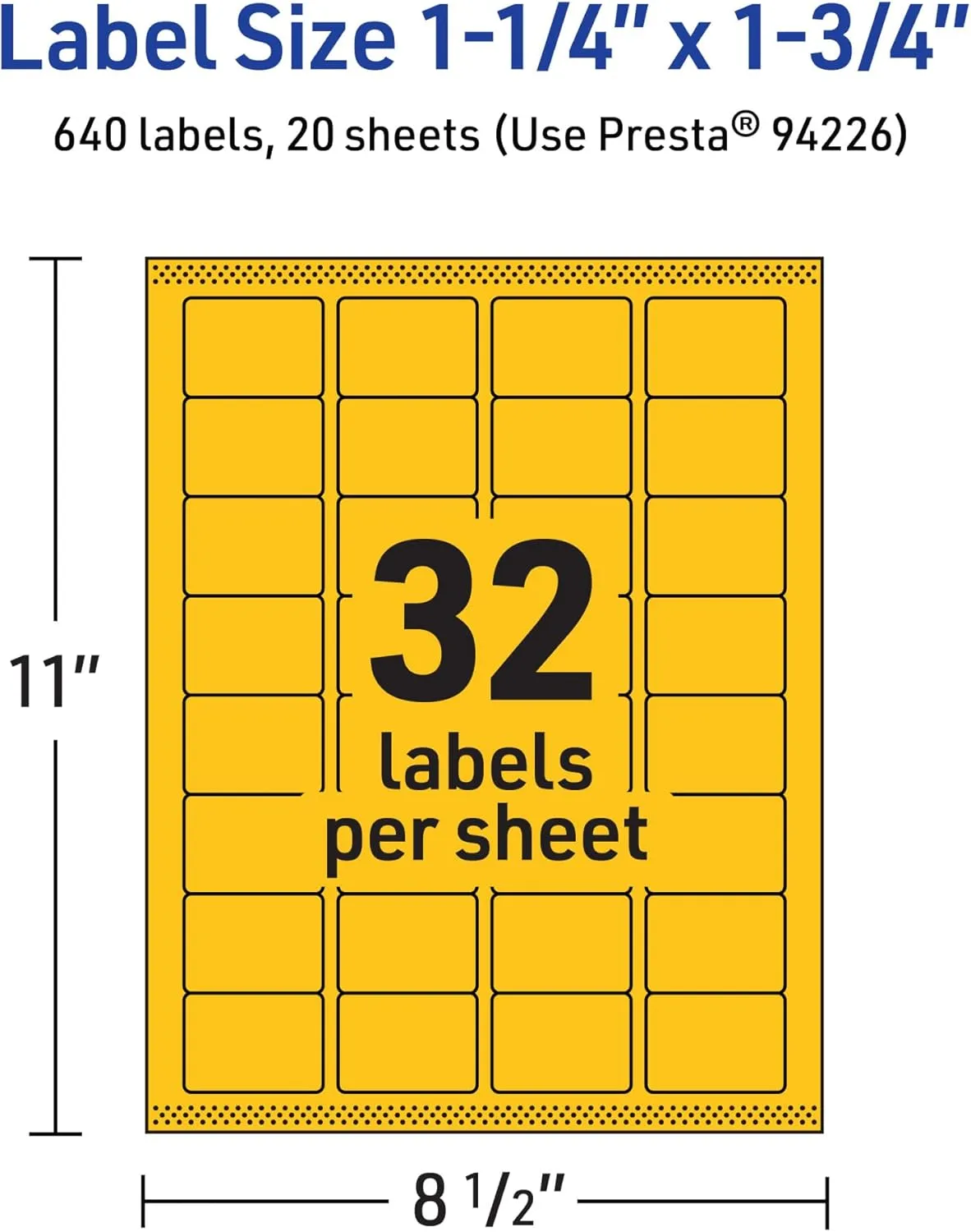 Avery Printable Rectangle Labels, Sure Feed Technology, 1.25" x 1.75", Bright Yellow