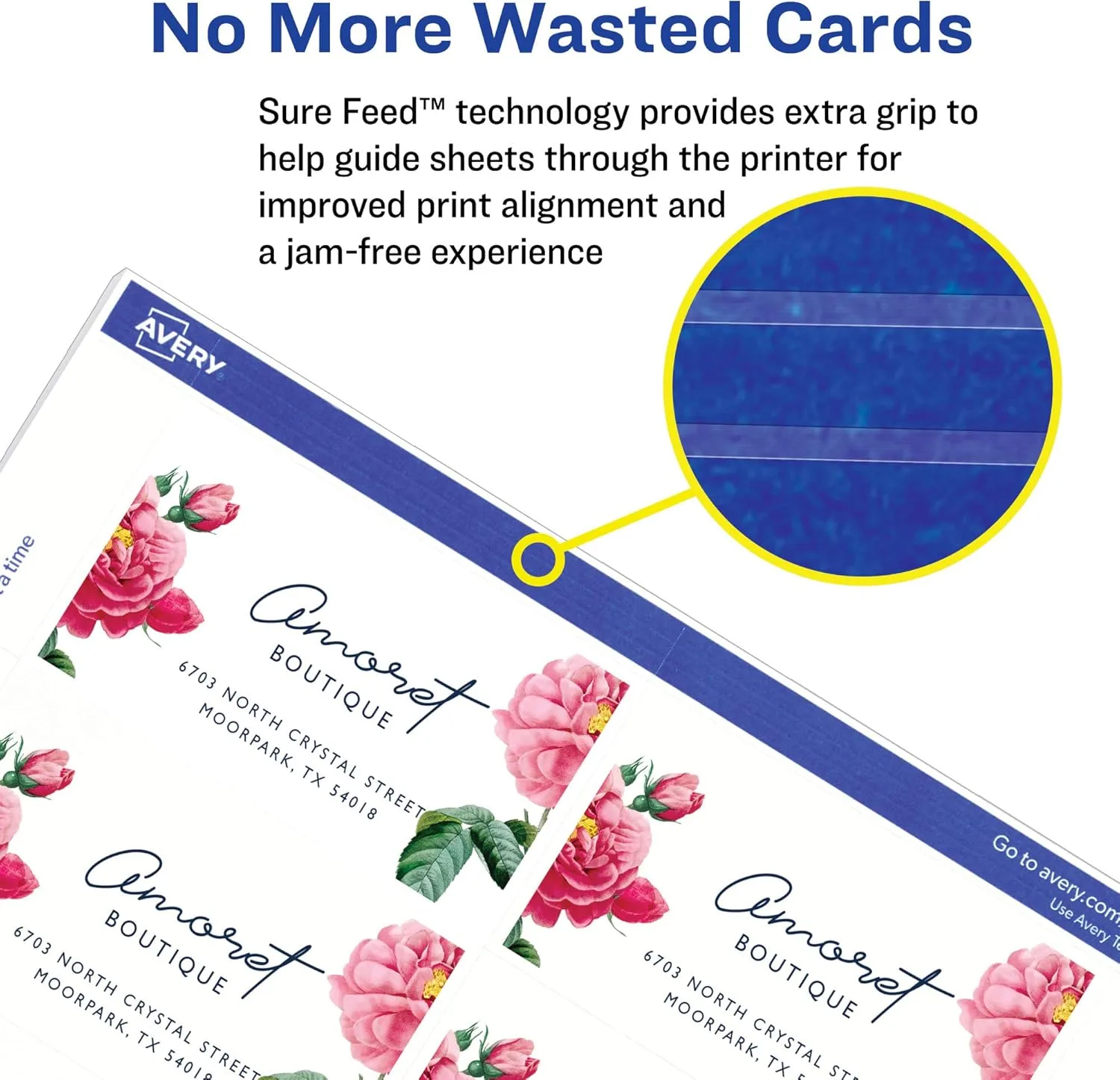 Avery Printable Business Cards with Sure Feed Technology, 2" x 3.5", Ivory, 250 Blank Cards for Inkjet Printers (08376) 250 cards