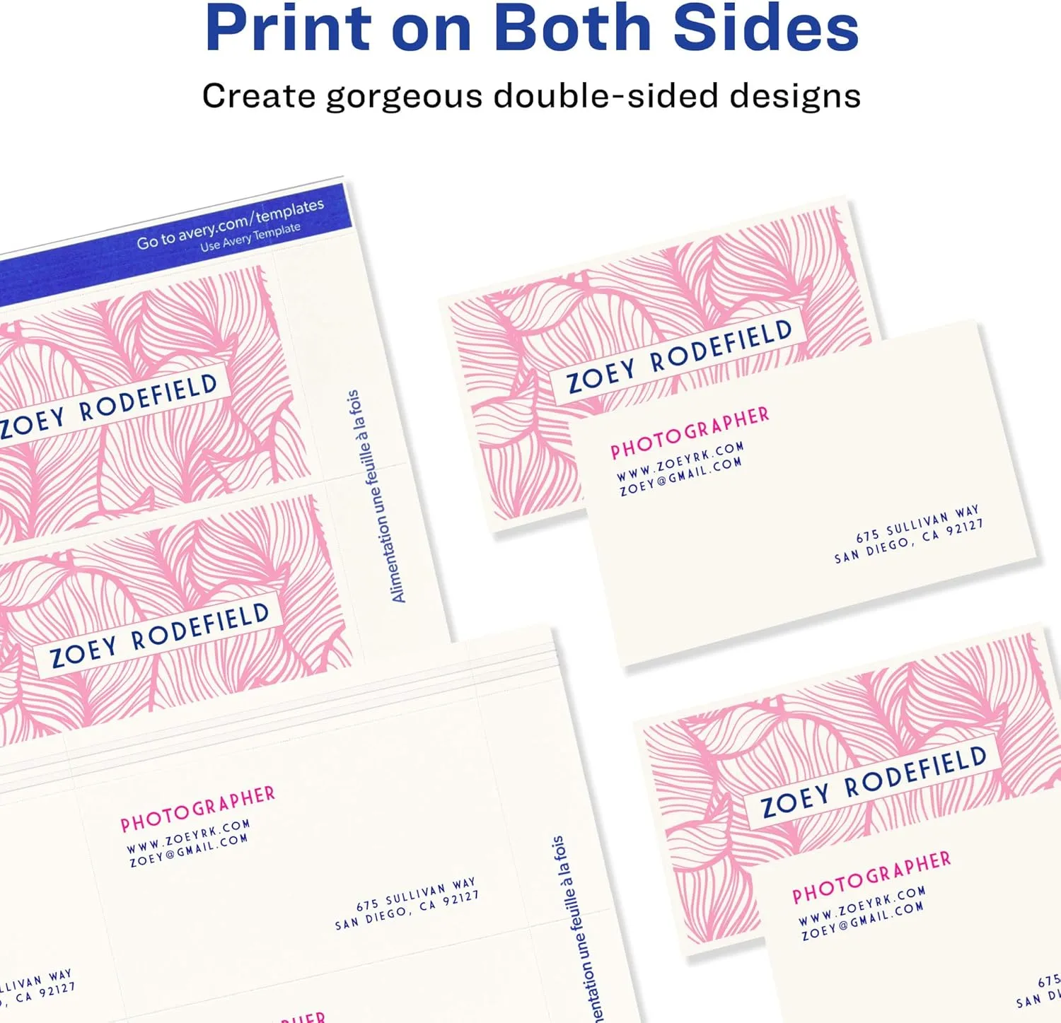 Avery Printable Business Cards with Sure Feed Technology, 2" x 3.5", Ivory, 250 Blank Cards for Inkjet Printers (08376) 250 cards