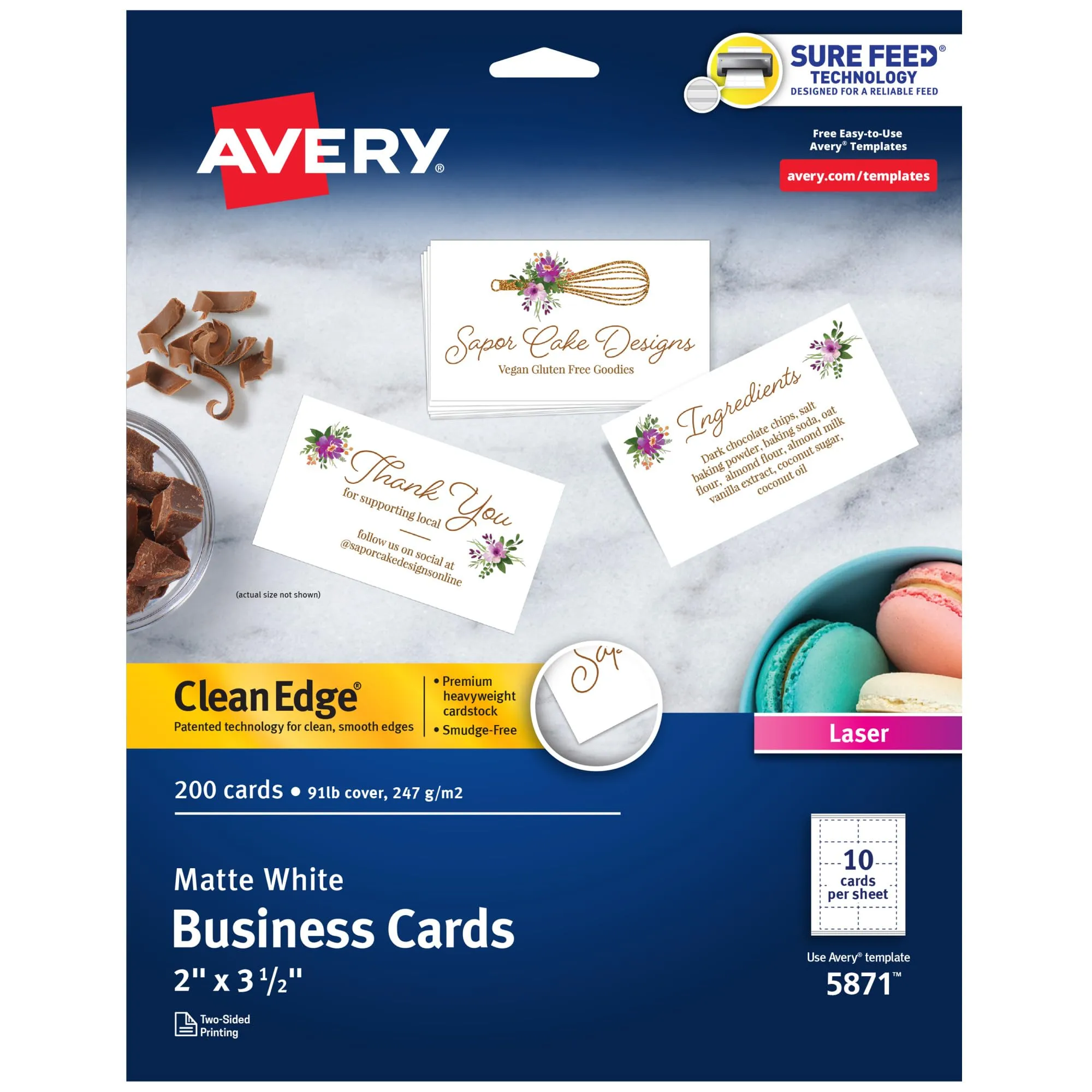 AVERY Clean Edge Printable Cards with Sure Feed Technology