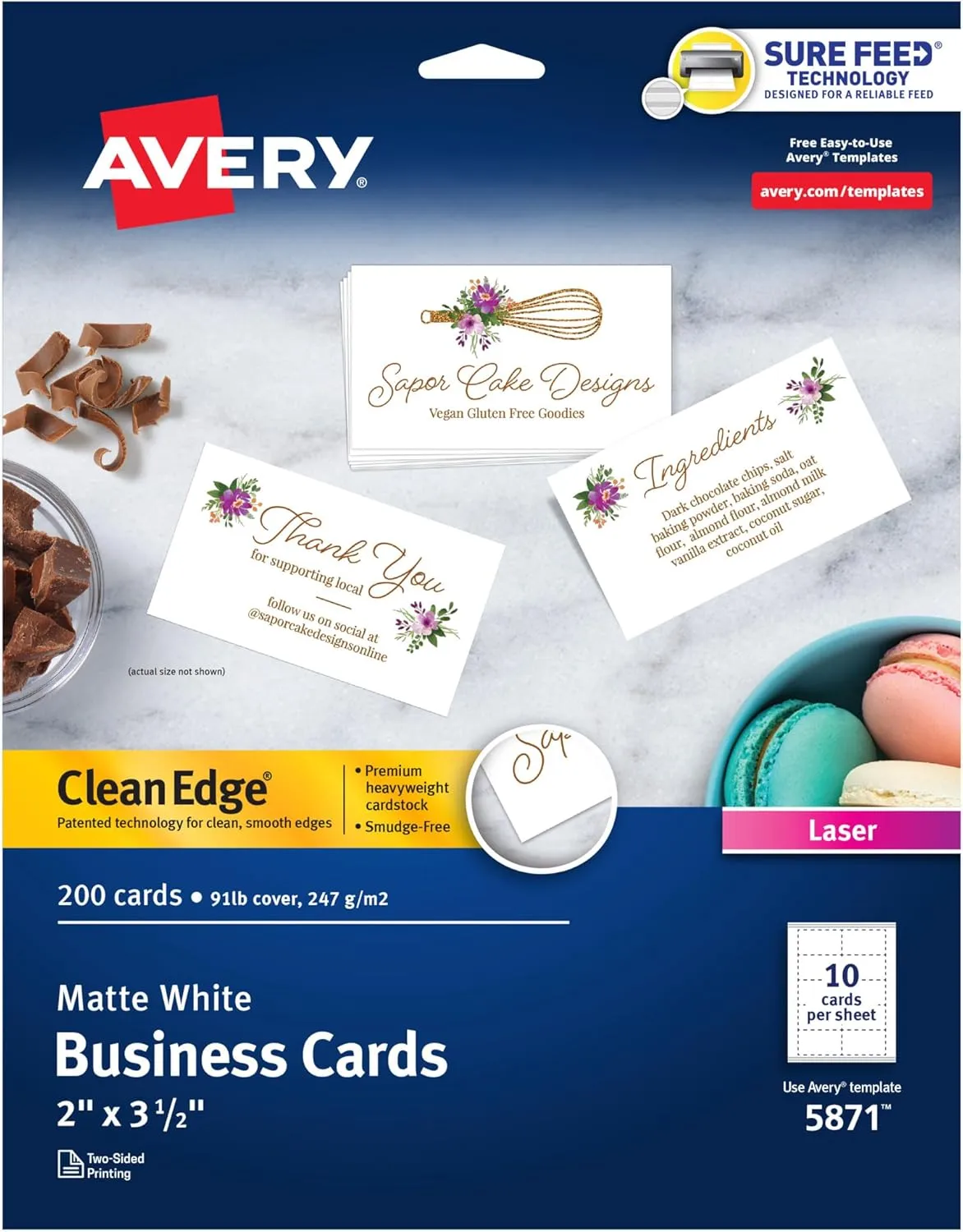 AVERY Clean Edge Printable Cards with Sure Feed Technology