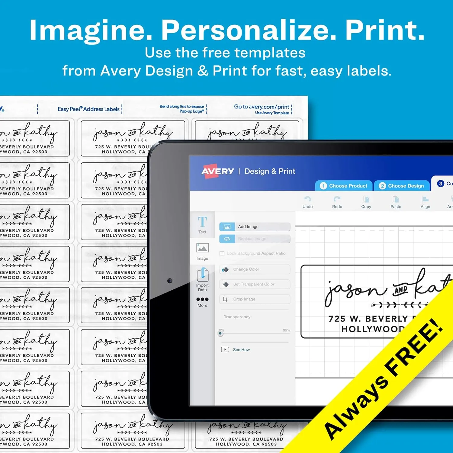 Avery Printable Glossy Clear Address Labels with Sure Feed & Easy Peel