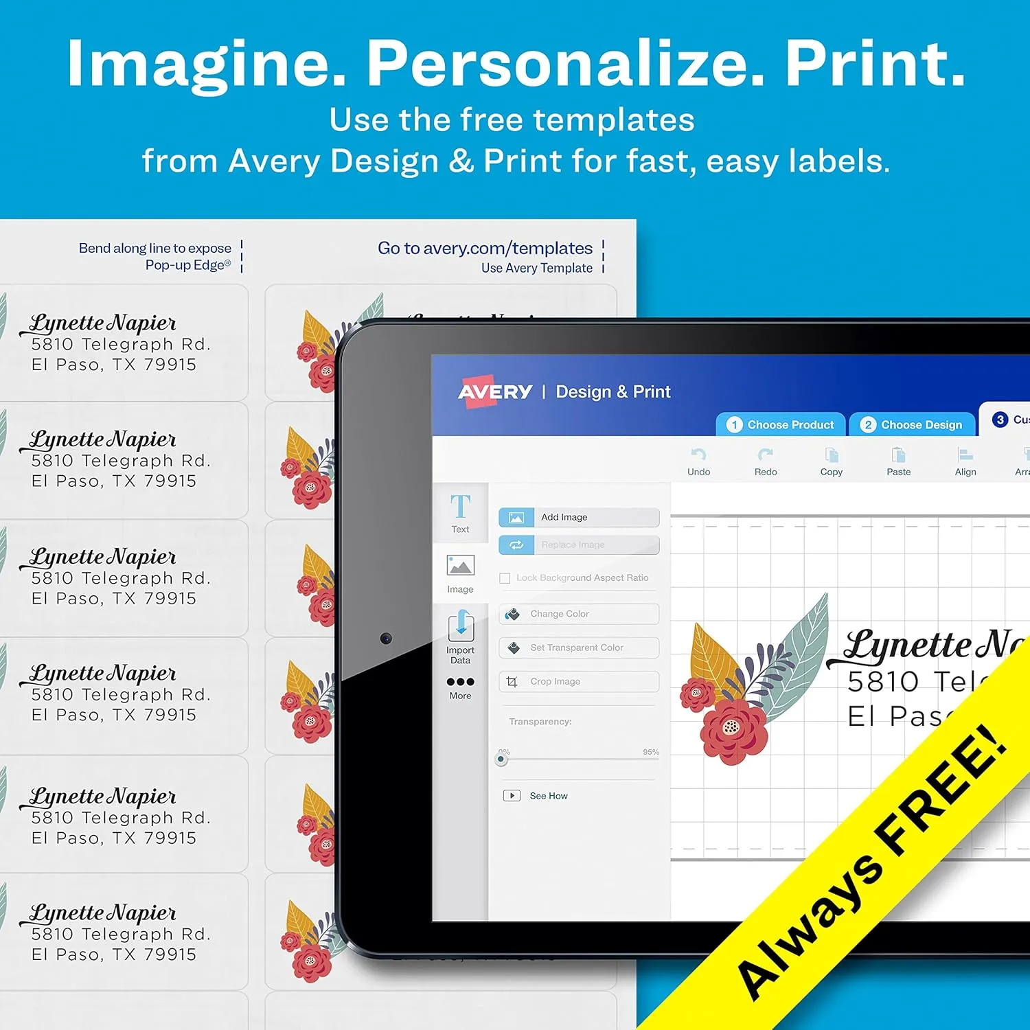 Avery Printable Address Labels with Sure Feed, Matte Clear, 1-1/3" x 4", 350 Mailing Labels (08662) One size
