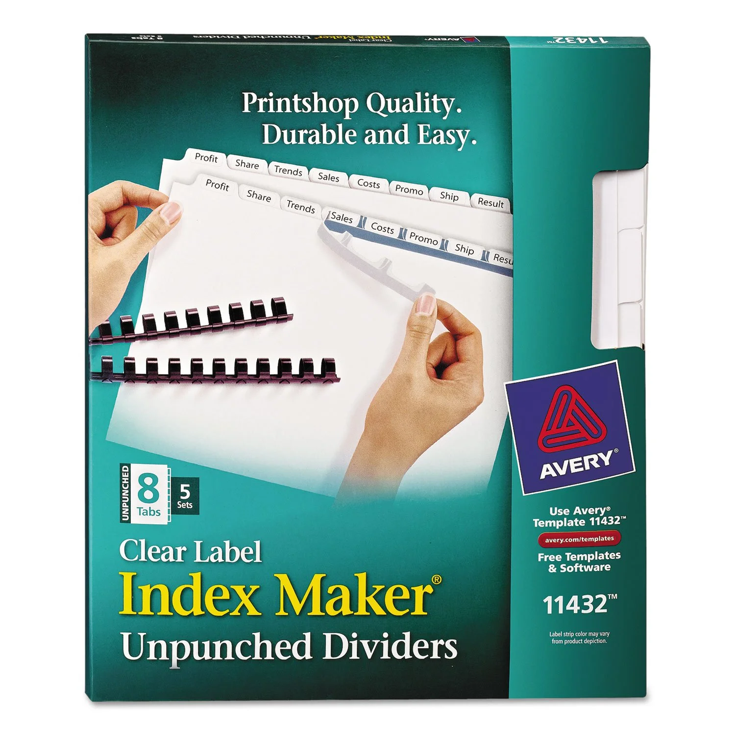 Avery Index Maker Clear Label Unpunched Dividers, 8-Tab, Box of 5 Sets (40 Dividers)