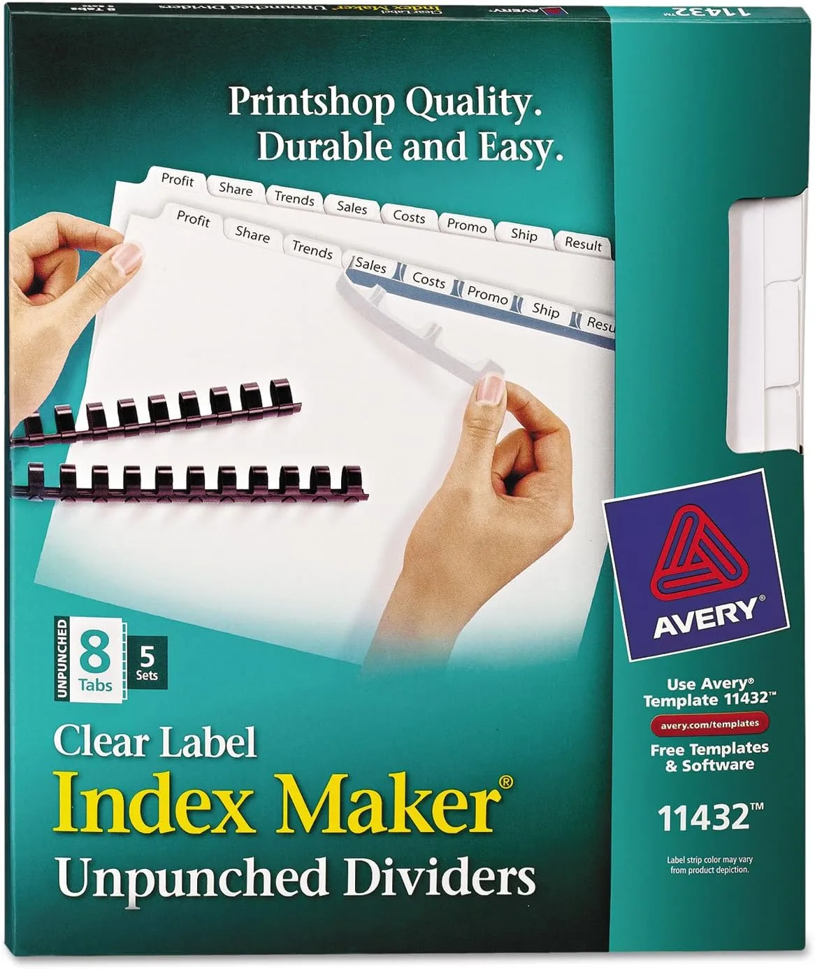 Avery Index Maker Clear Label Unpunched Dividers, 8-Tab, Box of 5 Sets (40 Dividers)