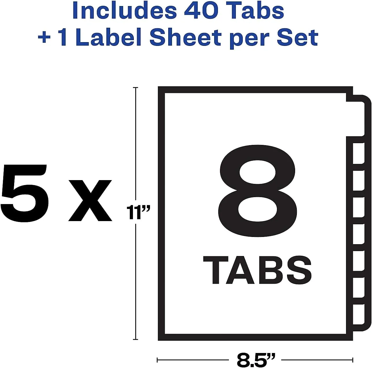 Avery Index Maker Clear Label Unpunched Dividers, 8-Tab, Box of 5 Sets (40 Dividers)