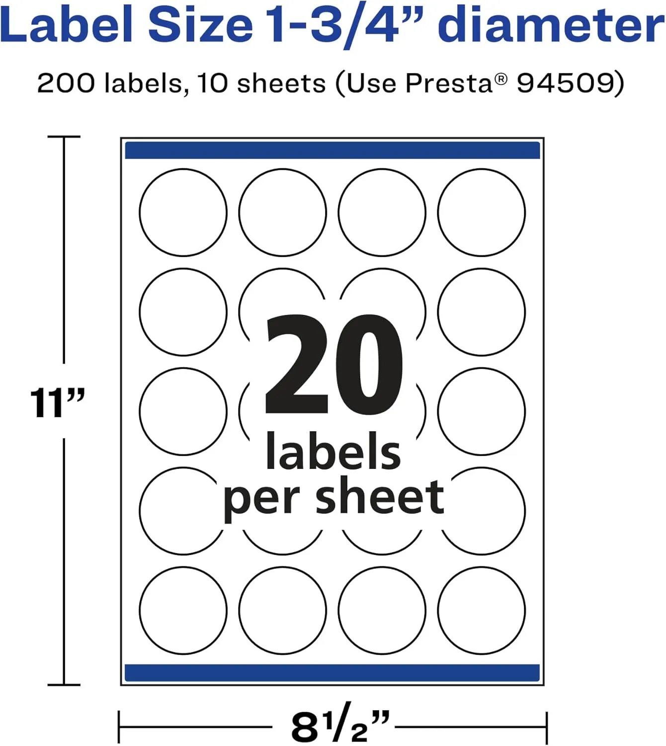 Avery Glossy Clear Round Labels, Sure Feed Technology, 1.75" Diameter, 200 Glossy Clear Labels, Print-to-The-Edge