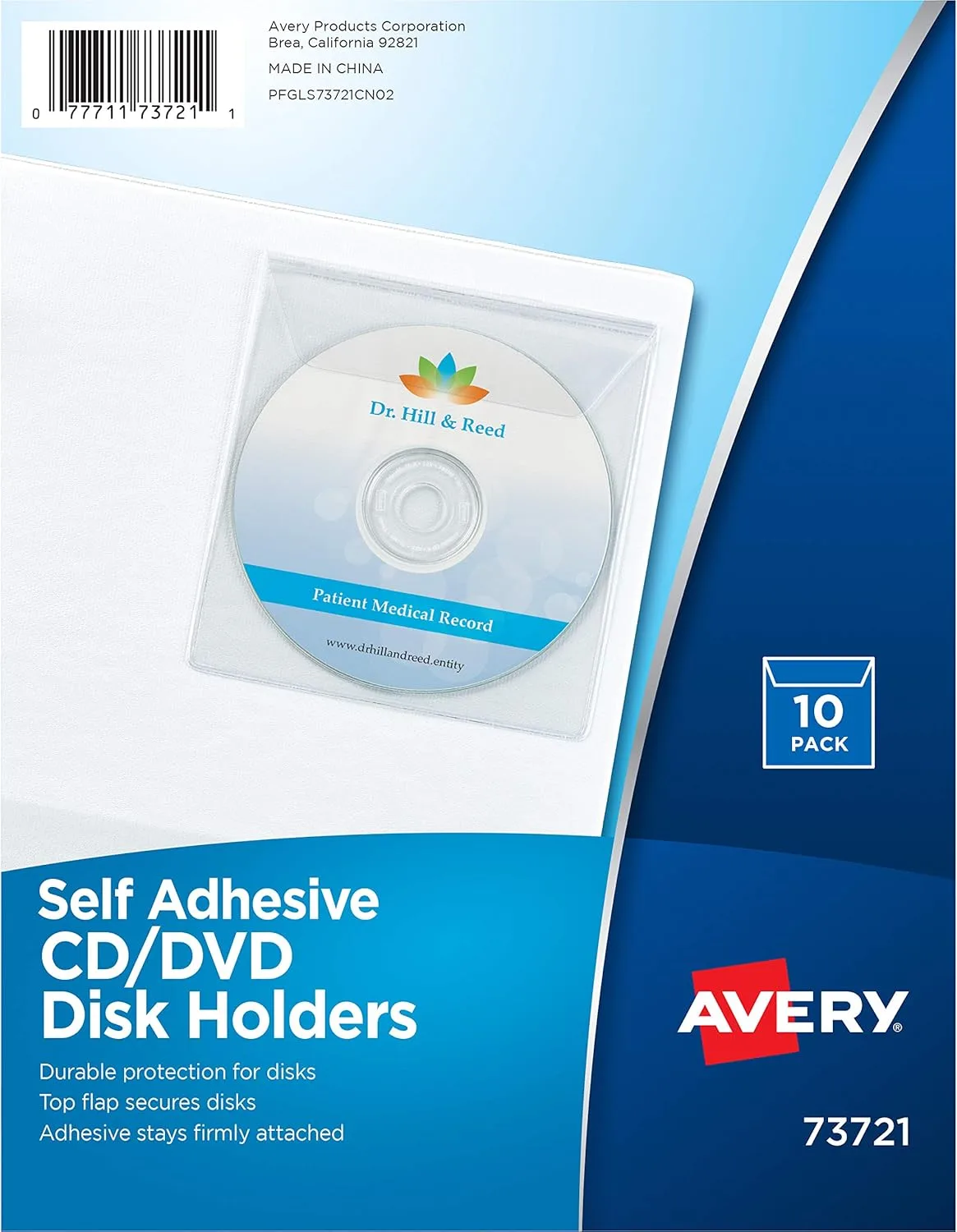 Avery Clear Self-Adhesive CD/DVD Storage Pages, Top Load with Flap, Pack of 10 (73721)