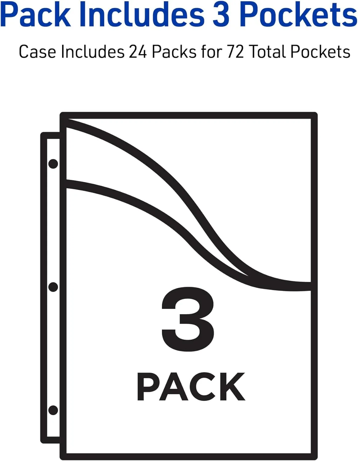 Avery Corner Lock Binder Pockets for 3 Ring Binders, Assorted Colors, for 8.5" x 11" Documents, Acid-Free and Archival-Safe, 3 Binder Folders Total (75310)