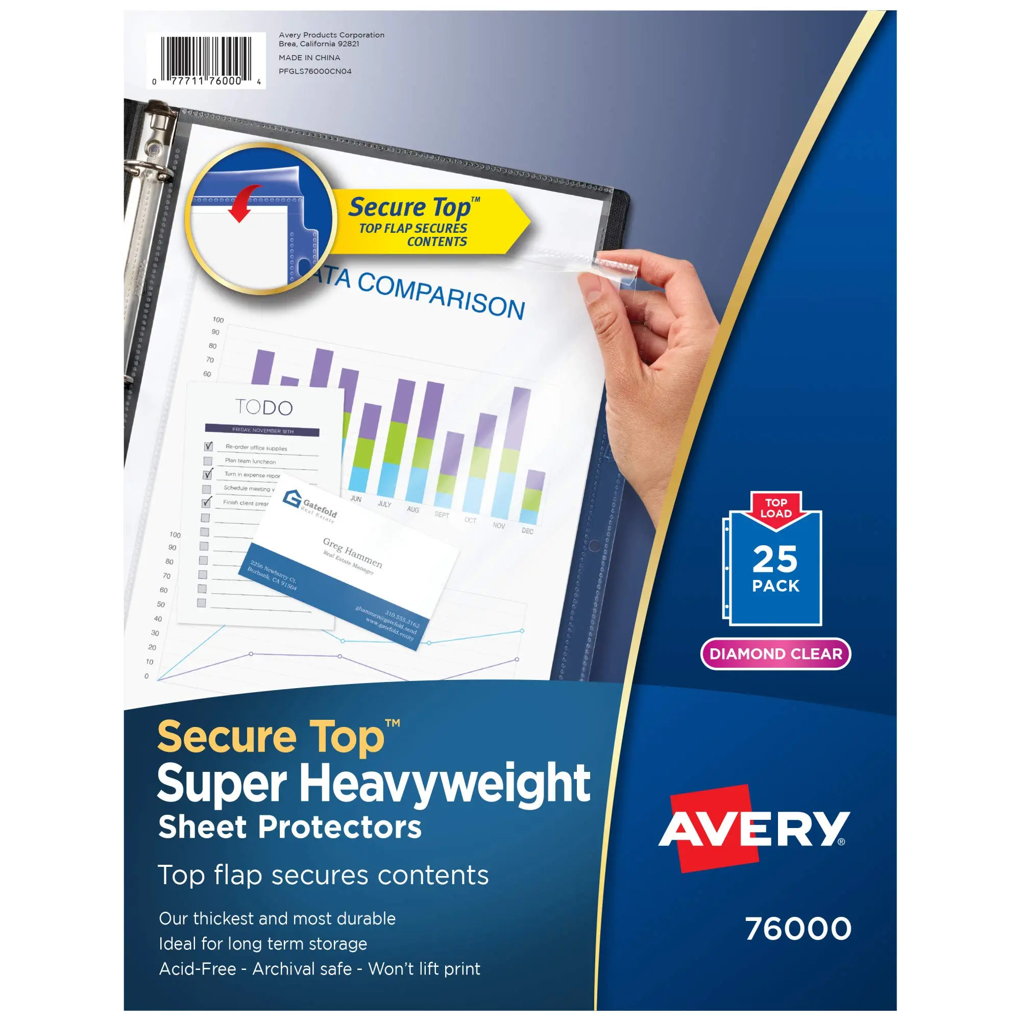 Avery Diamond Clear Secure-Top Sheet Protectors, Super Heavyweight, 25 Count (76000)