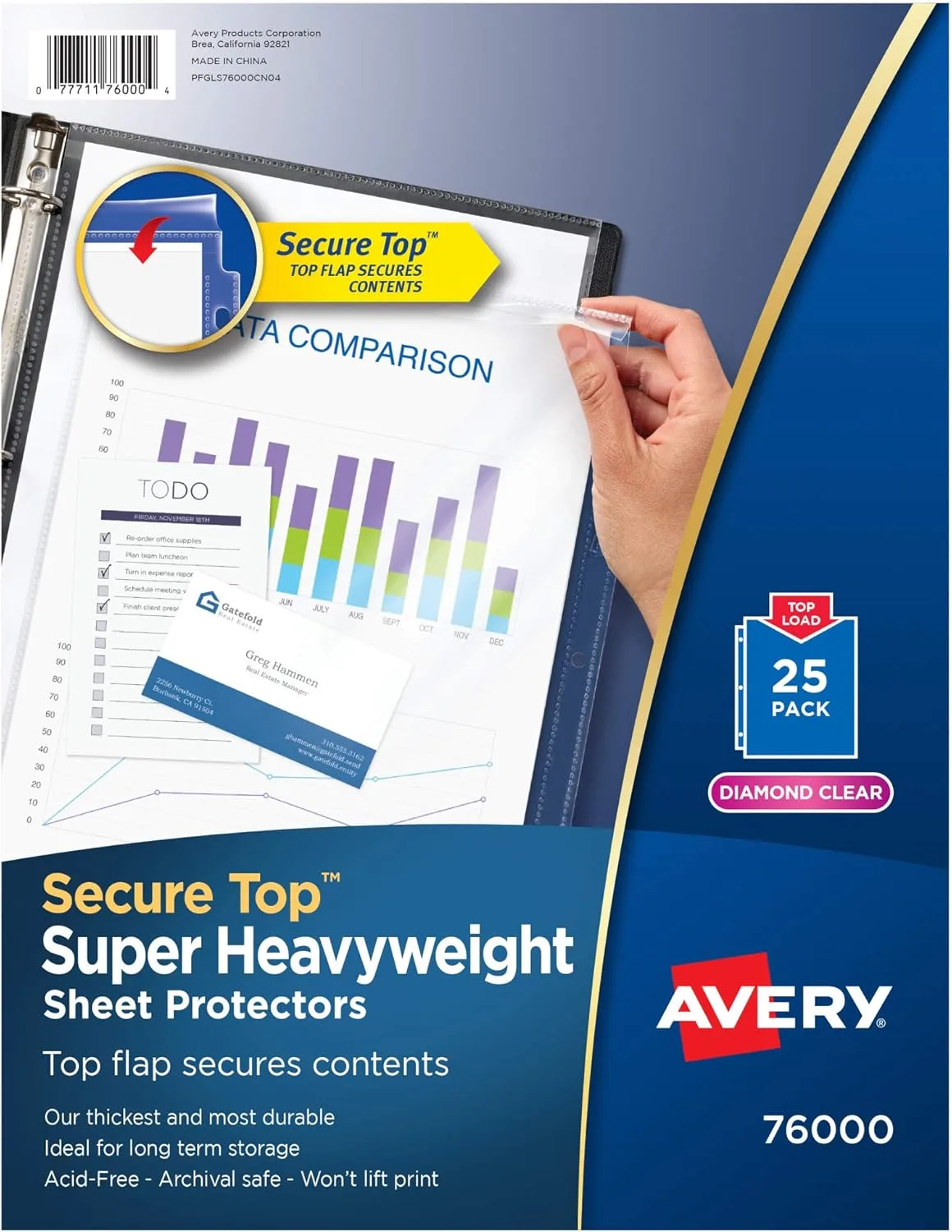 Avery Diamond Clear Secure-Top Sheet Protectors, Super Heavyweight, 25 Count (76000)