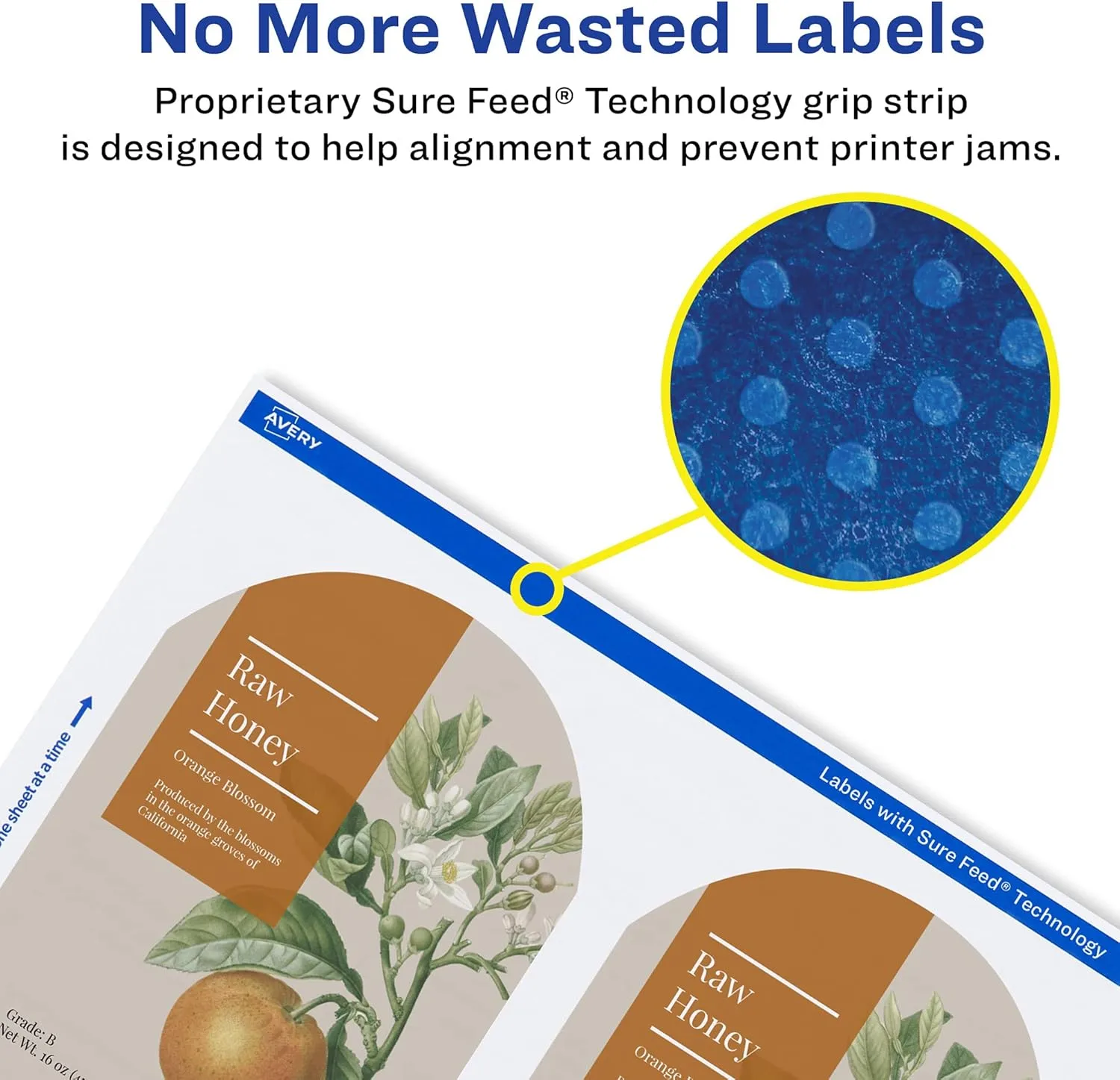 Avery Glossy White Arched Labels, Sure Feed Technology, 3" x 2.25", 90 Labels, Print-to-The-Edge, Laser/Inkjet Printable