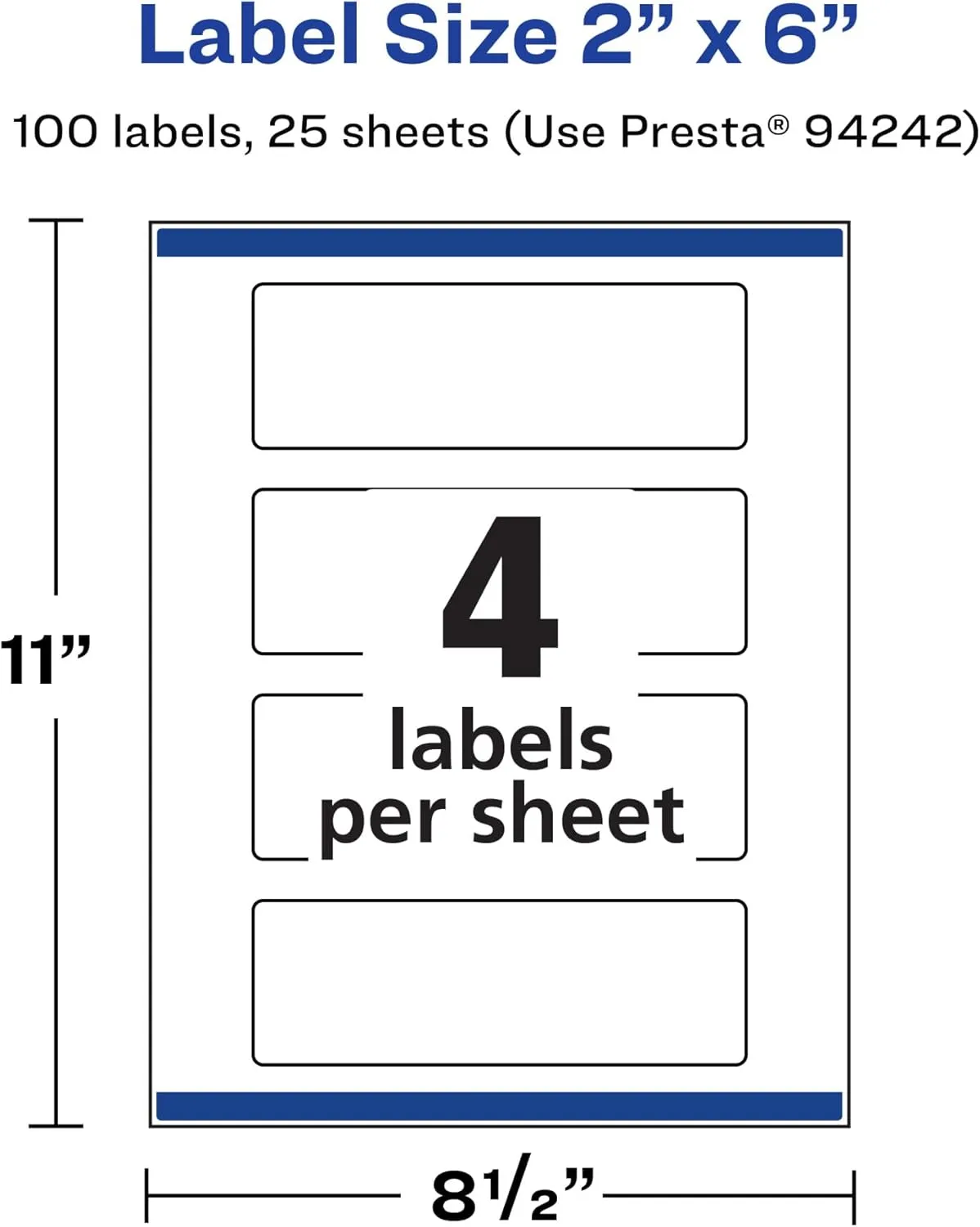 AVERY Durable Waterproof Rectangle Labels, Sure Feed Technology, 2" x 6", Print-to-The-Edge