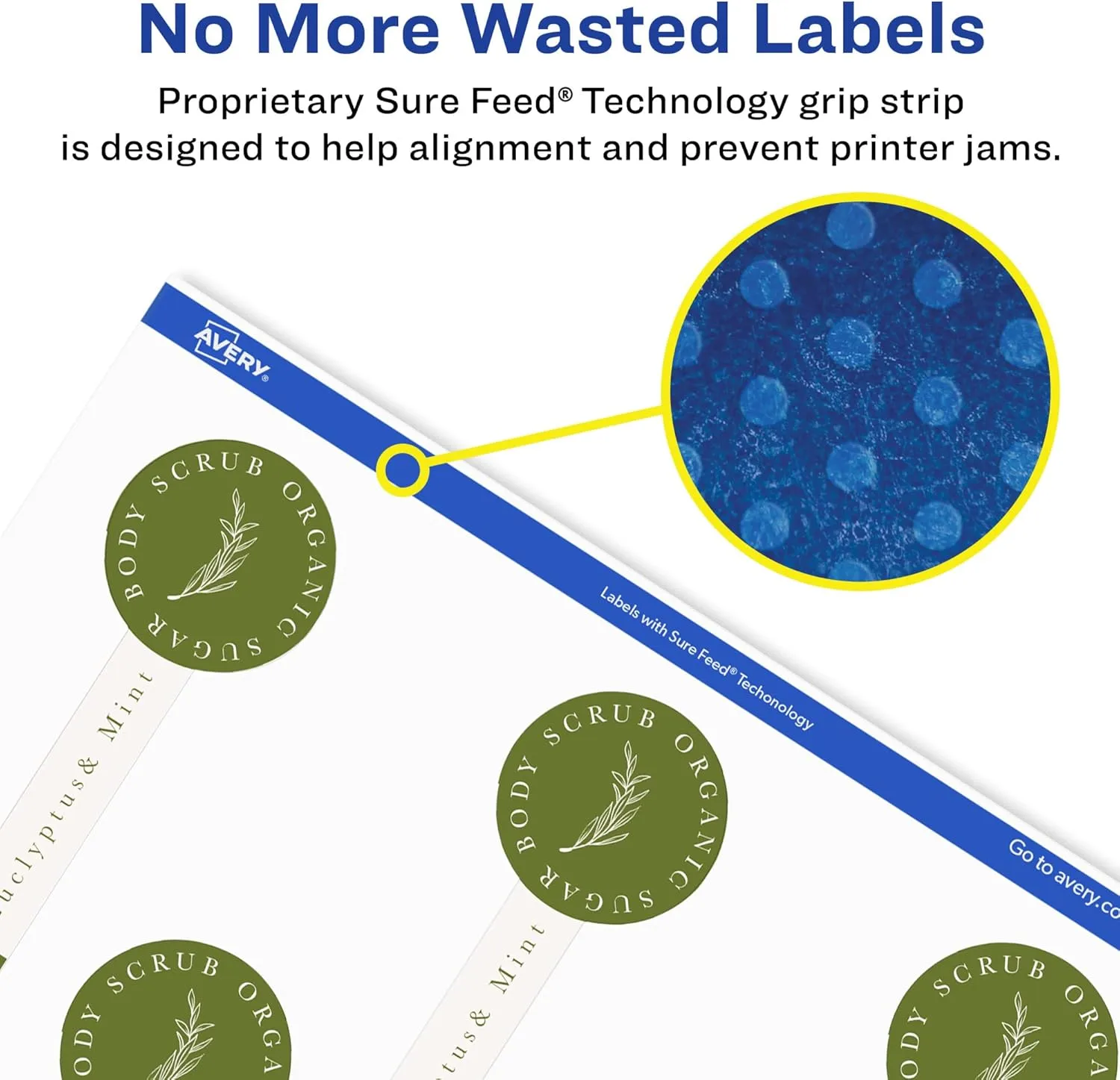 Avery Glossy White Lollipop Labels, Sure Feed Technology, 1.5" x 4"