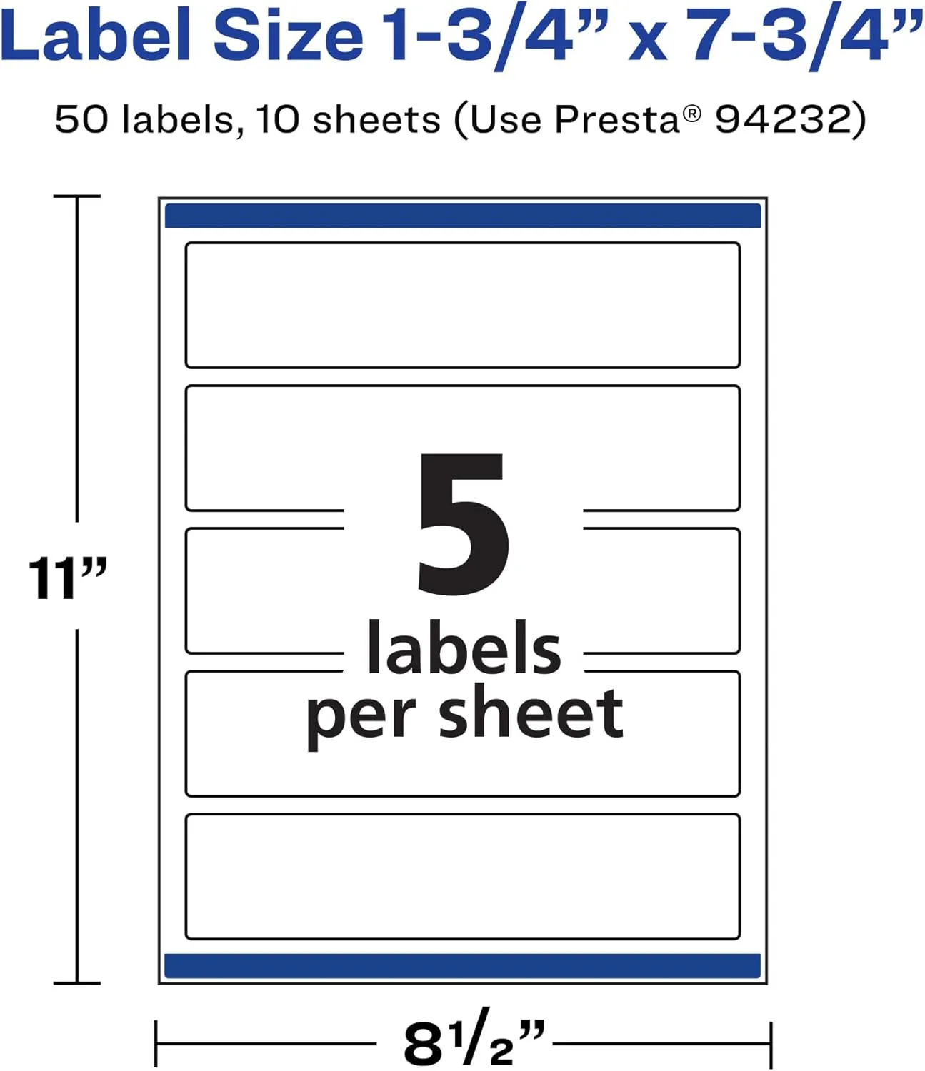 Avery Durable Waterproof Rectangle Labels, Sure Feed Technology, 1.75" x 7.75", Print-to-The-Edge
