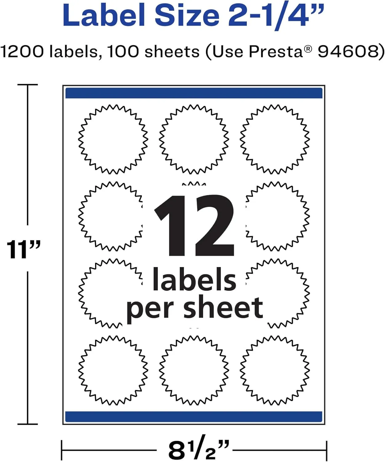 AVERY Matte White Starburst Labels, Sure Feed Technology, 2.25"