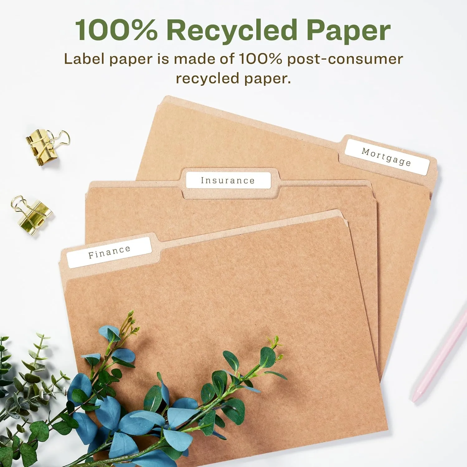Avery EcoFriendly Recycled File Folder Labels, 2/3 x 3-7/16, White, 750 Labels