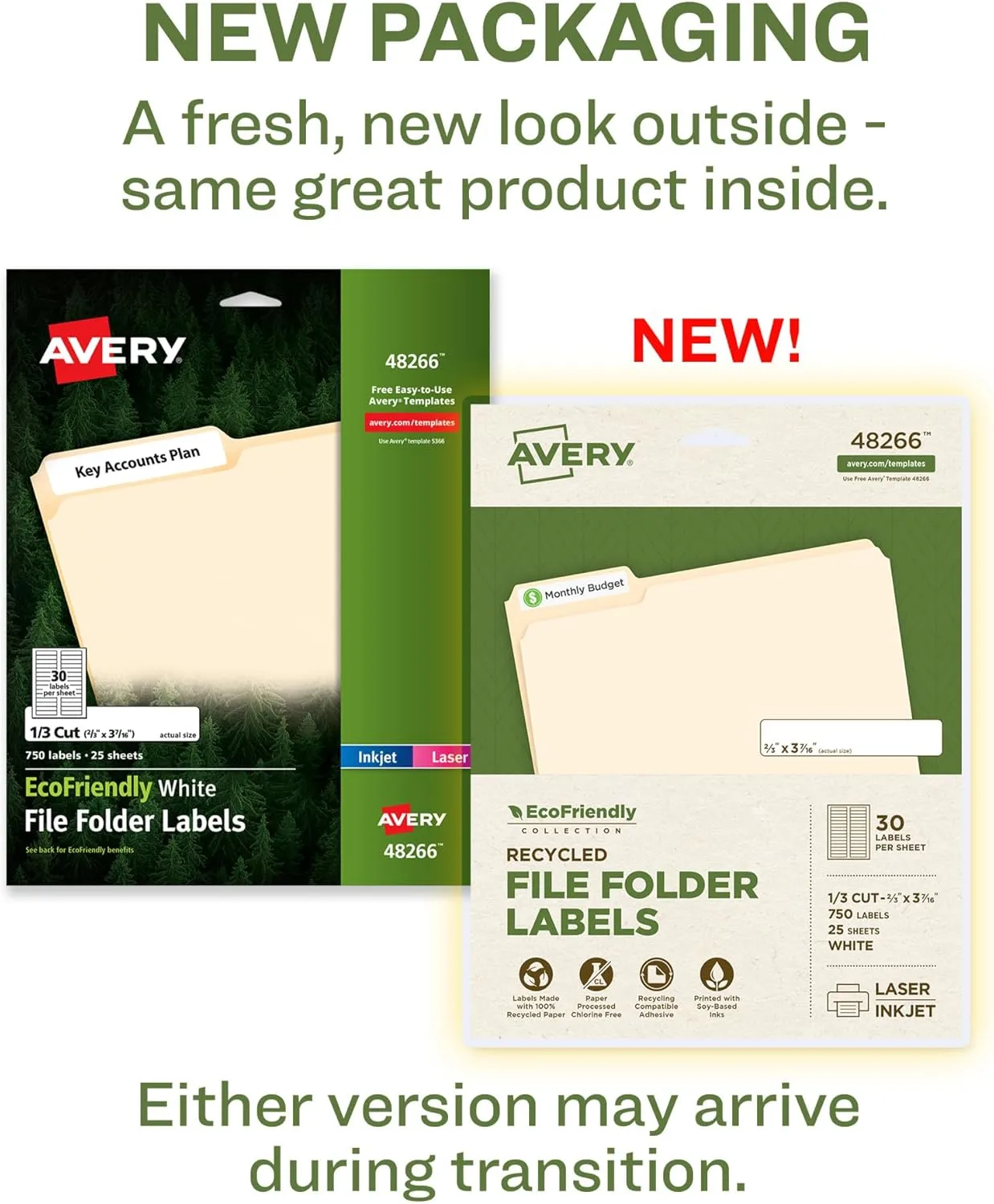 Avery EcoFriendly Recycled File Folder Labels, 2/3 x 3-7/16, White, 750 Labels