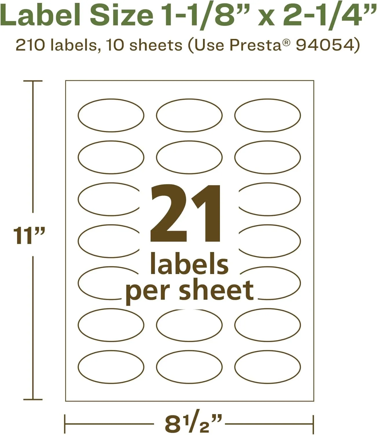 Avery EcoFriendly Matte White Recycled Oval Labels 1-1/8 x 2-1/4