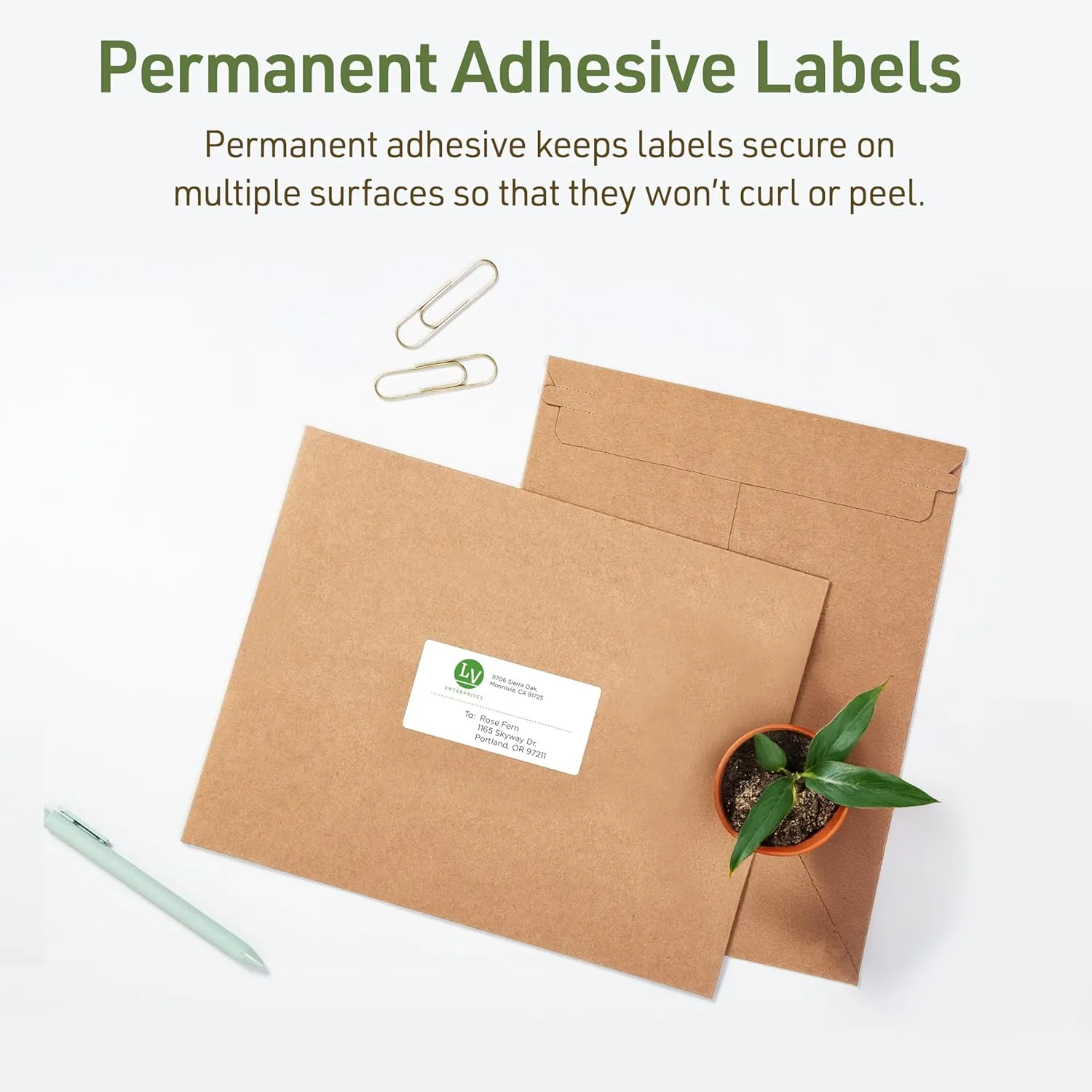 Avery EcoFriendly Recycled Shipping Labels, 2" x 4", White, Permanent Adhesive