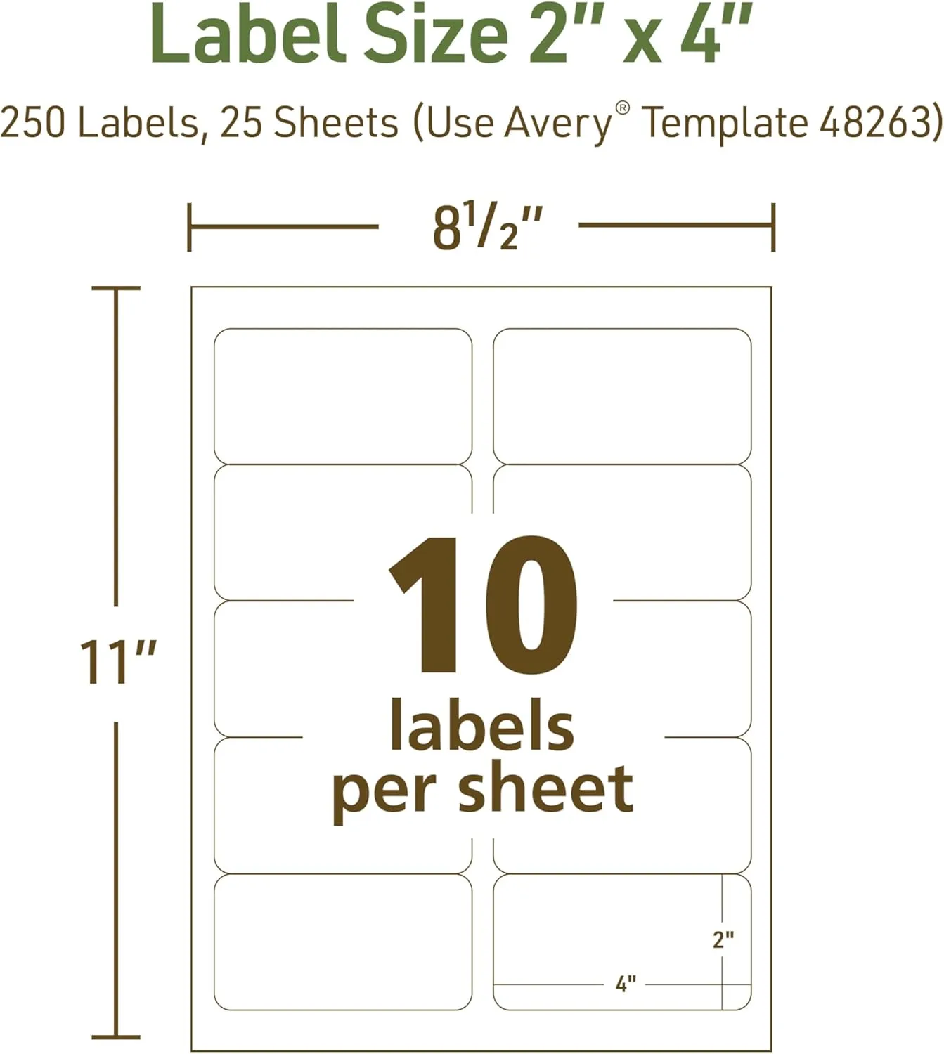 Avery EcoFriendly Recycled Shipping Labels, 2" x 4", White, Permanent Adhesive