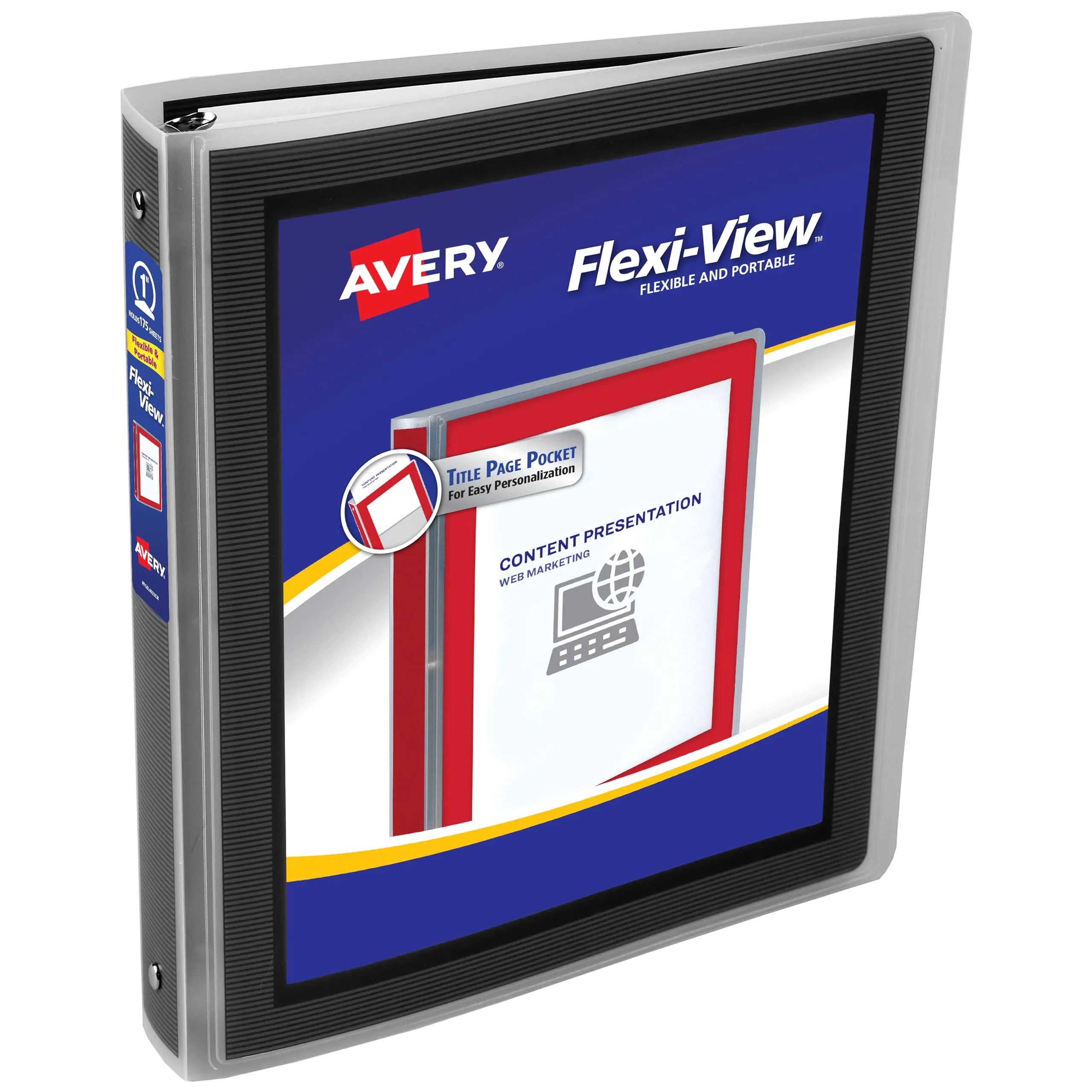 AVERY Flexi-View 3 Ring Binder, 1 Inch Round Rings