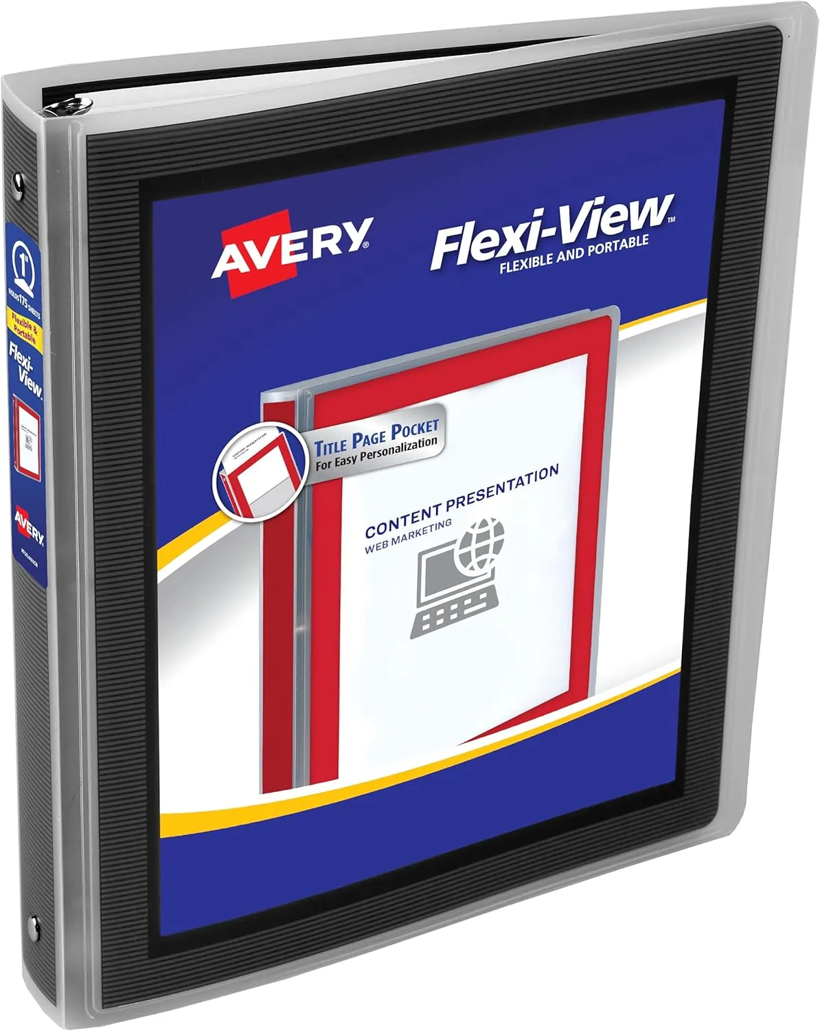 AVERY Flexi-View 3 Ring Binder, 1 Inch Round Rings