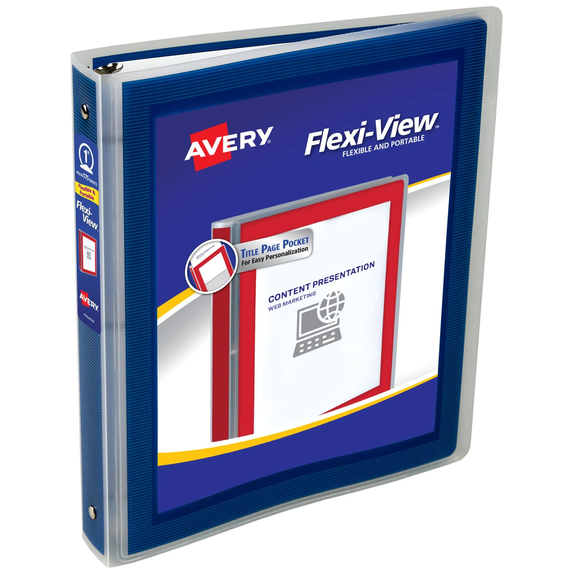 AVERY Flexi-View 3 Ring Binder, 1 Inch Round Rings
