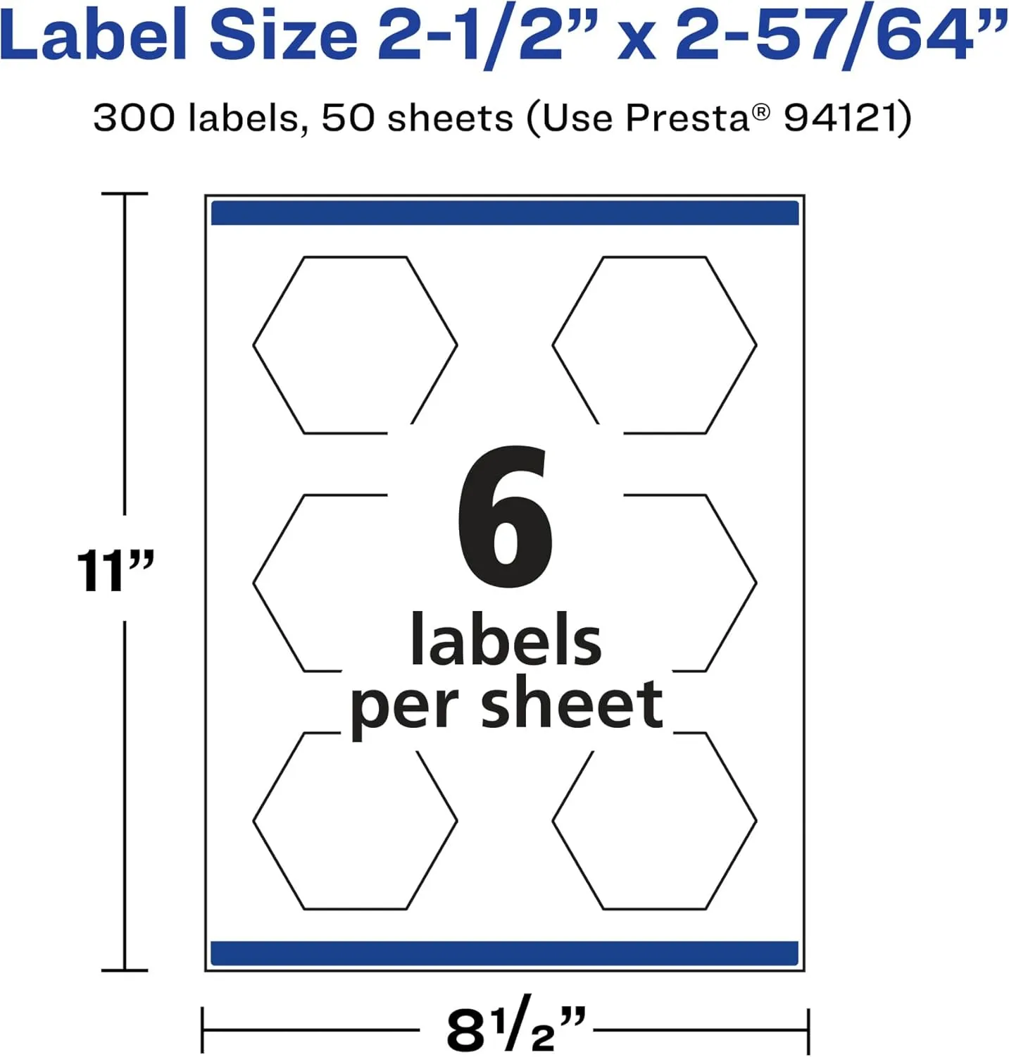 Avery Glossy Clear Hexagon Labels, Sure Feed Technology, 2-1/2" x 2-57/64", Print-to-the-Edge, Laser/Inkjet Printable