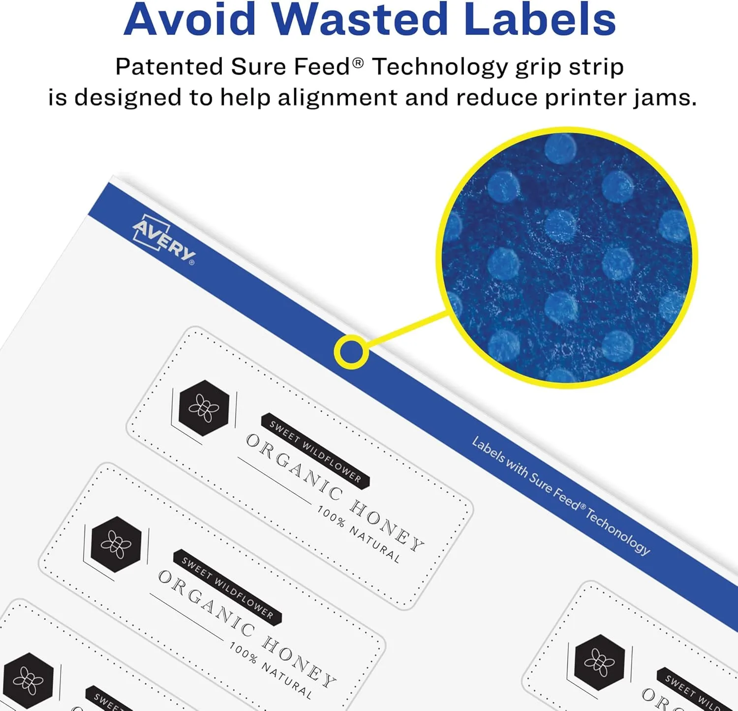 Avery Glossy Clear Rectangle Labels, Sure Feed Technology, 5/8" x 3", 320 Glossy Clear Labels