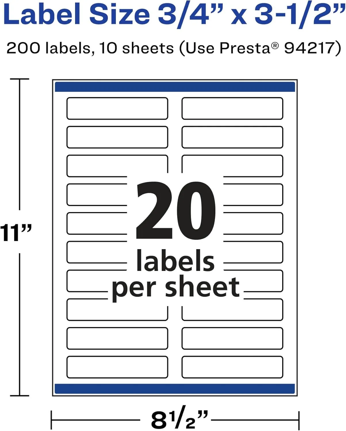 Avery Glossy Clear Rectangle Labels, Sure Feed Technology, 0.75" x 3.5", Laser/Inkjet Printable