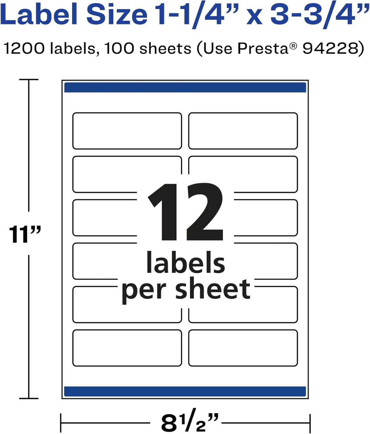 Avery Glossy Clear Rectangle Labels, Sure Feed Technology, 1.25" x 3.75"