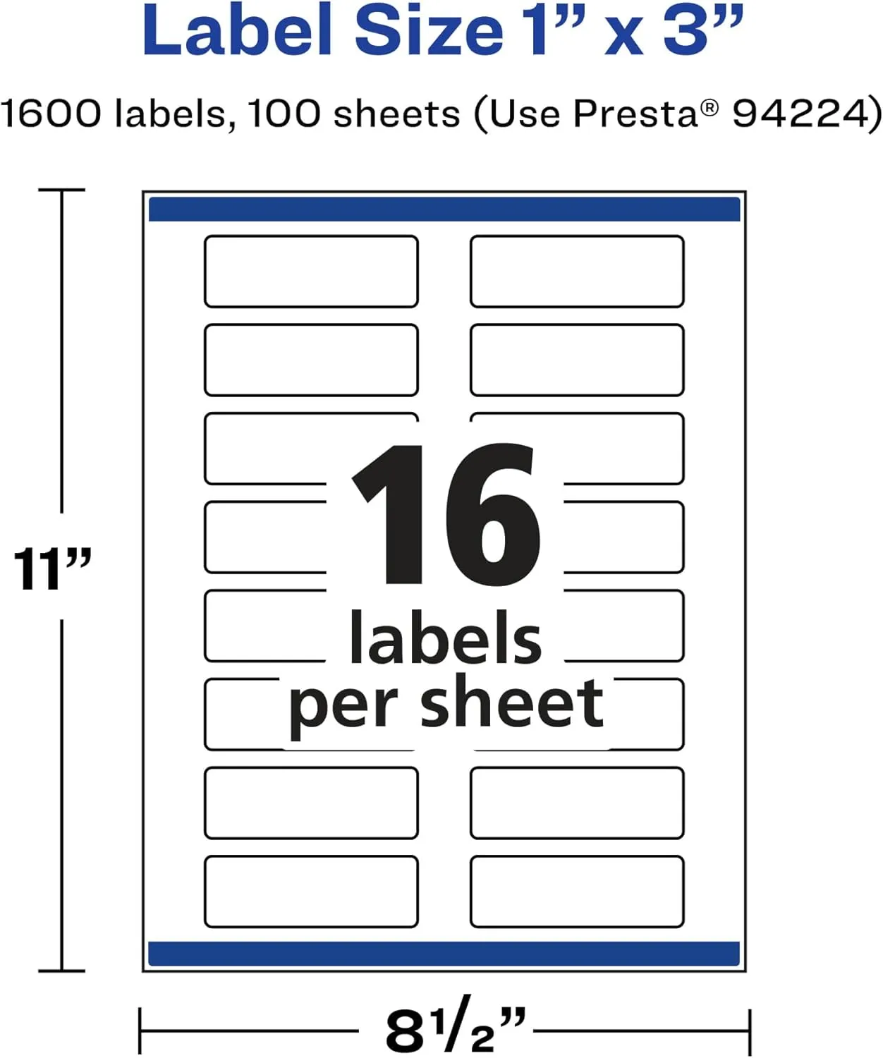 Avery Glossy Clear Rectangle Labels, Sure Feed Technology, 1" x 3"