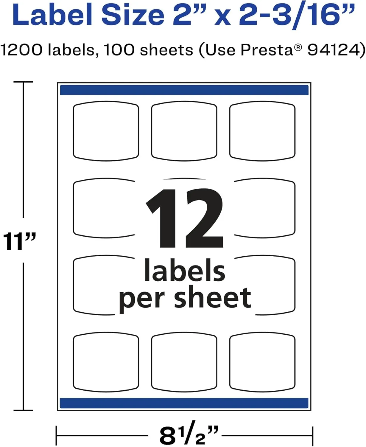 Avery Glossy Clear Arched Square Labels, Sure Feed Technology, 2" x 2-3/16", Print-to-The-Edge, Laser/Inkjet Printable